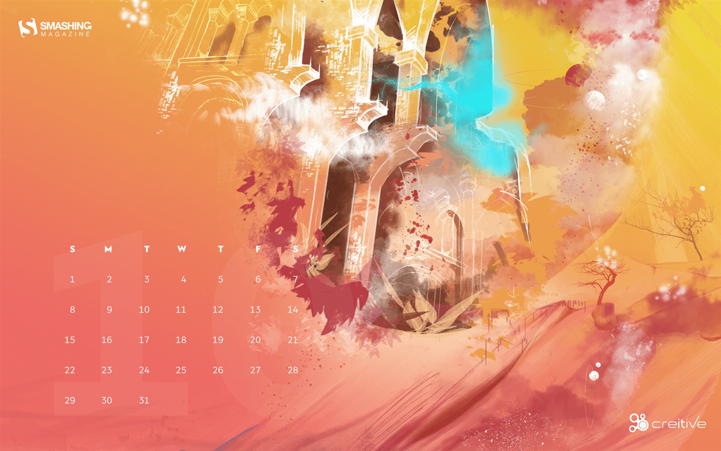2017年10月 月曆壁紙 #2 - 1440x900