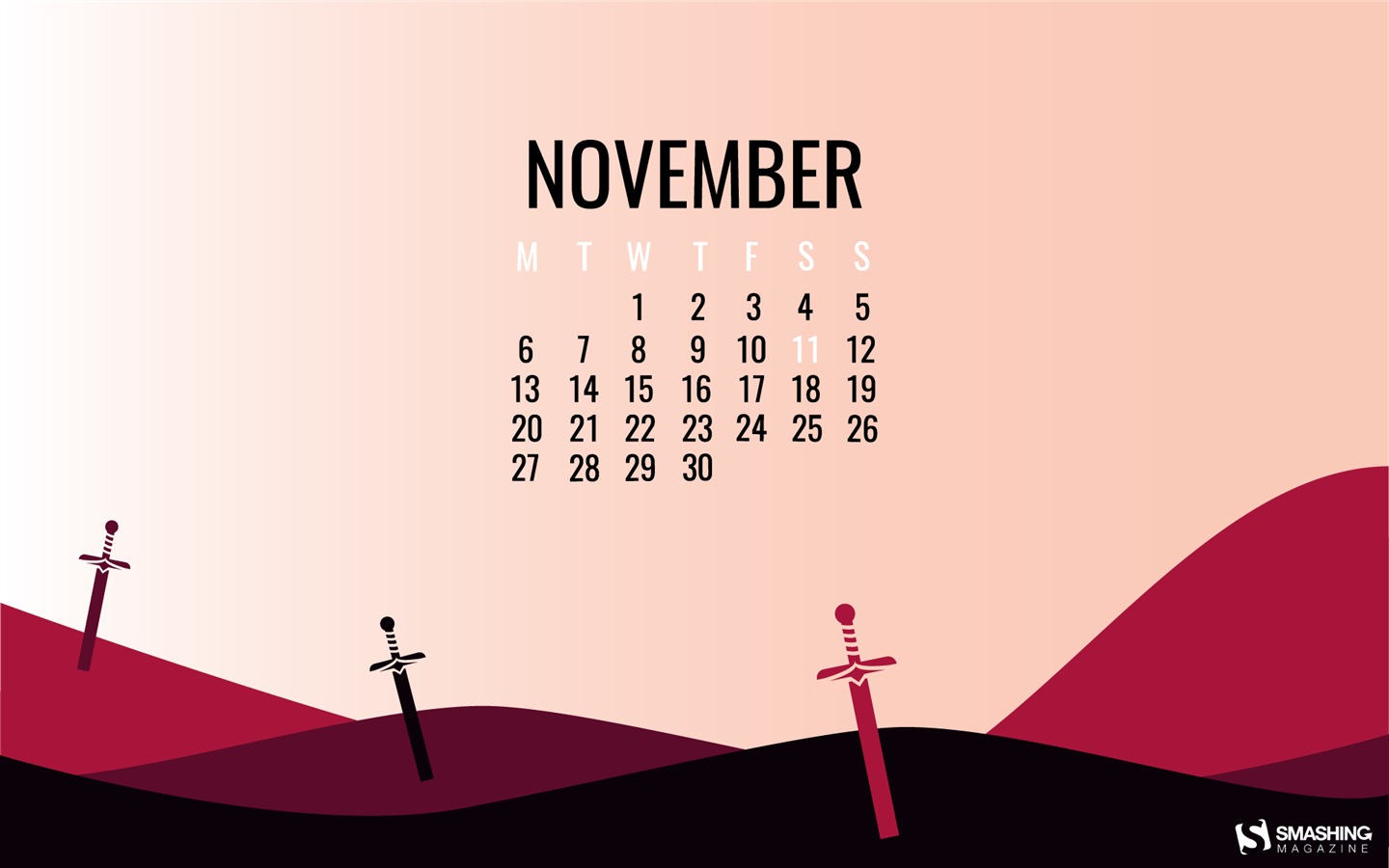 Listopad 2017 kalendář tapety #2 - 1440x900
