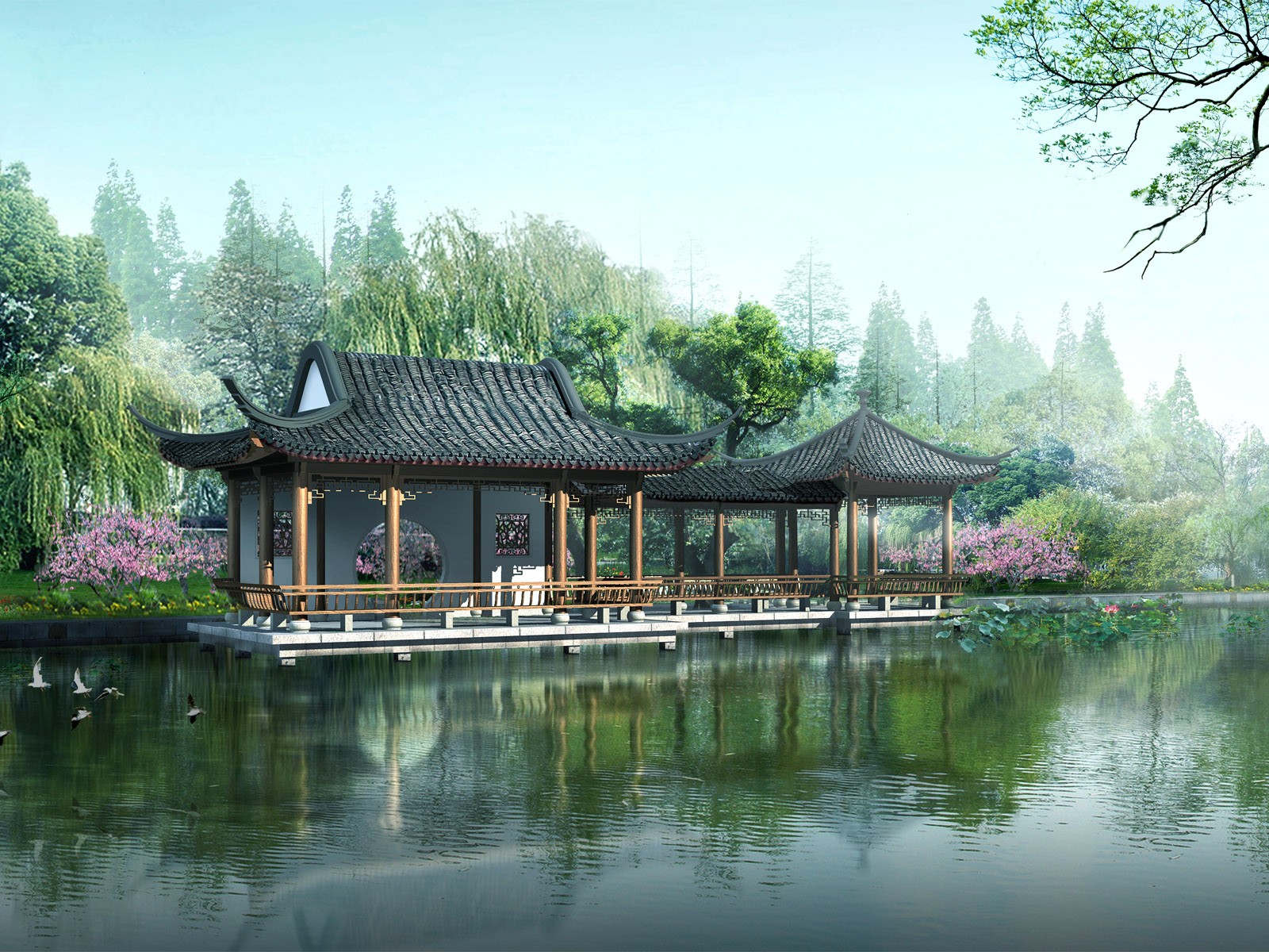 高清園林建築效果壁紙 #37 - 1600x1200