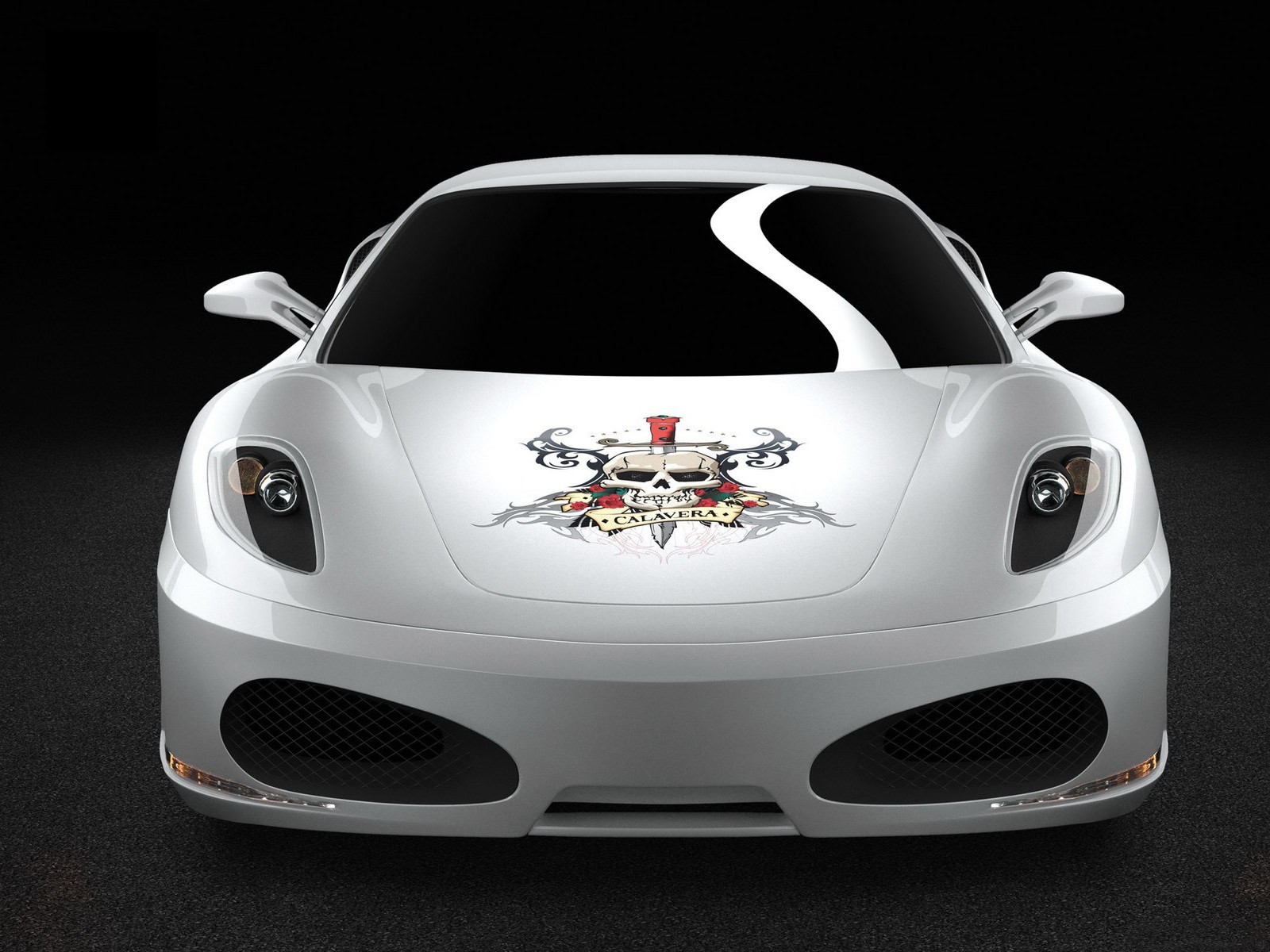 White Skull Ferrari F430 Wallpapers #1 - 1600x1200