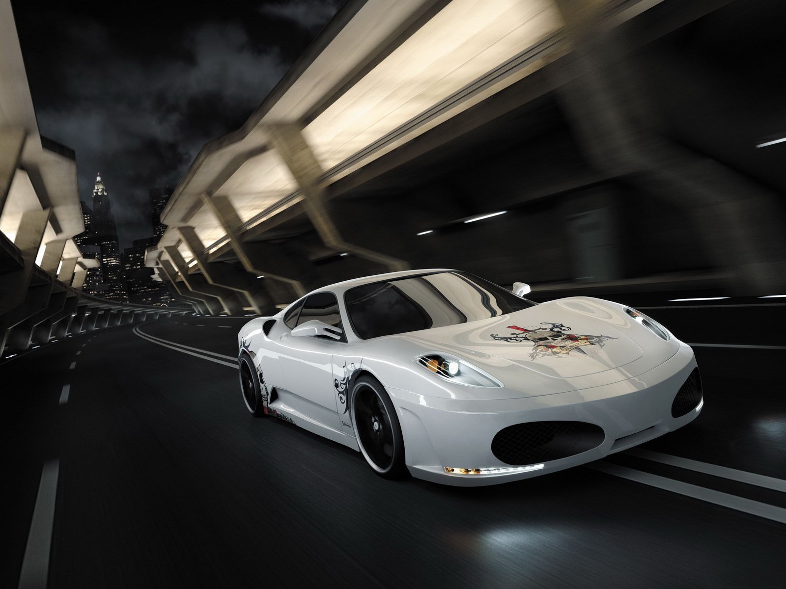 白色骷髏 法拉利F430壁紙 #10 - 1600x1200