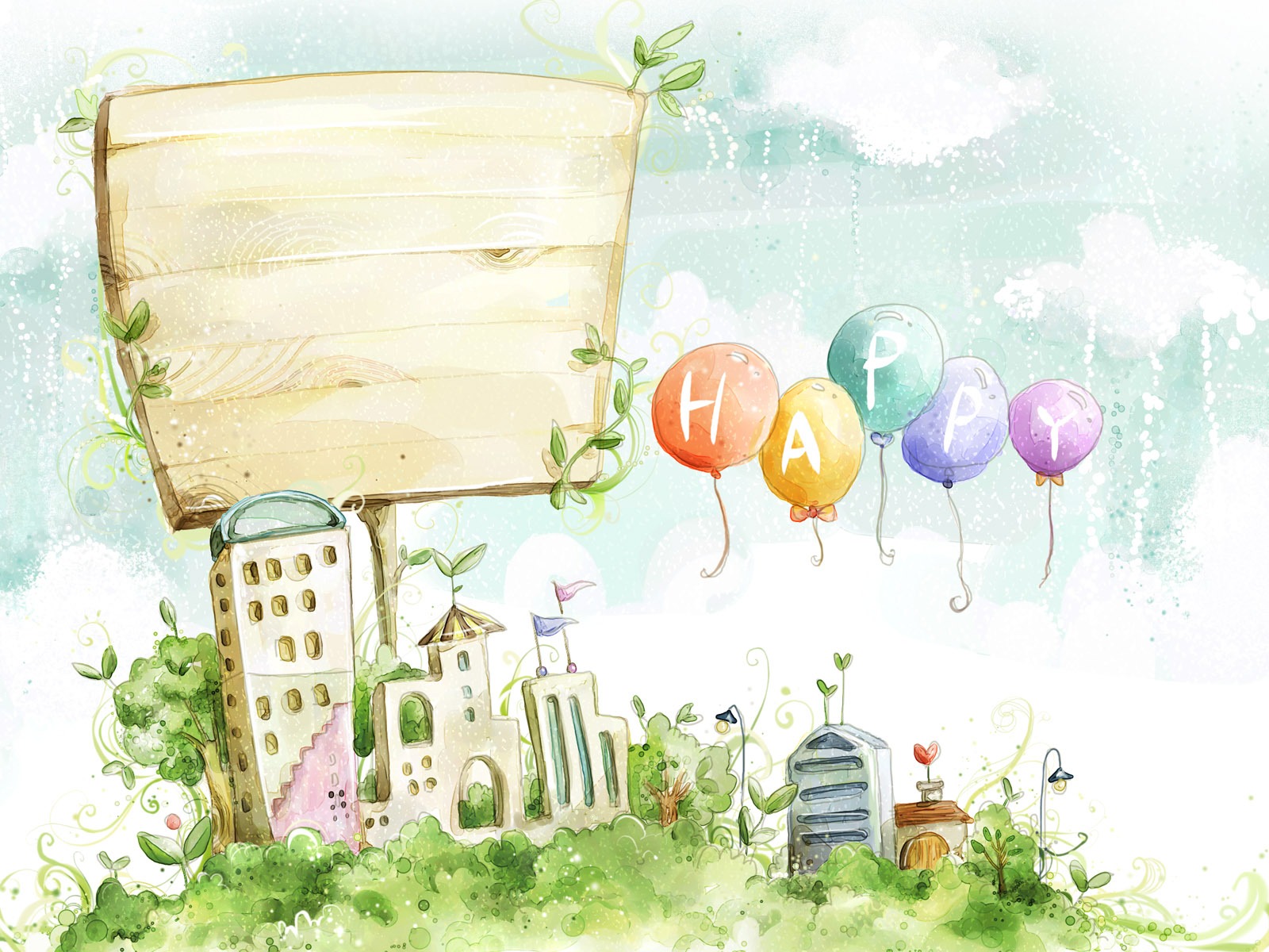 卡通夢幻風光壁紙 #39 - 1600x1200