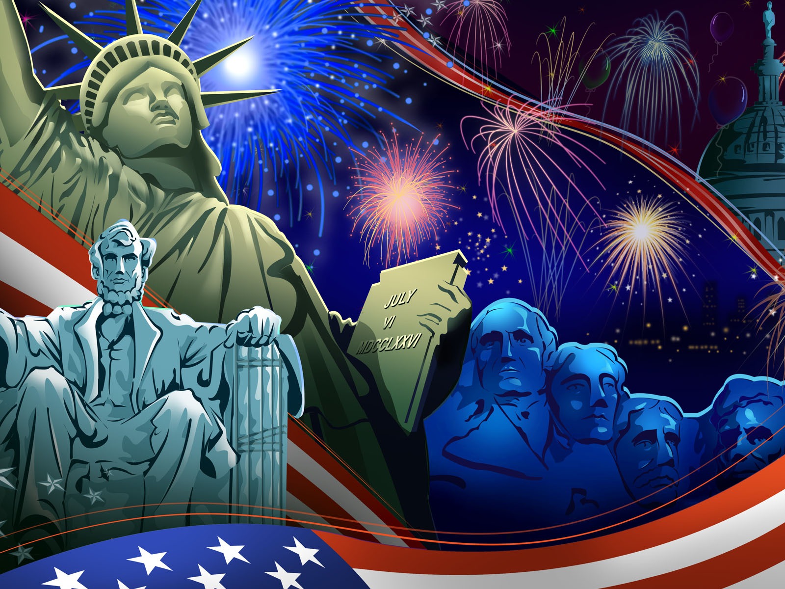 U. S. Independence Day Thema Tapete #19 - 1600x1200
