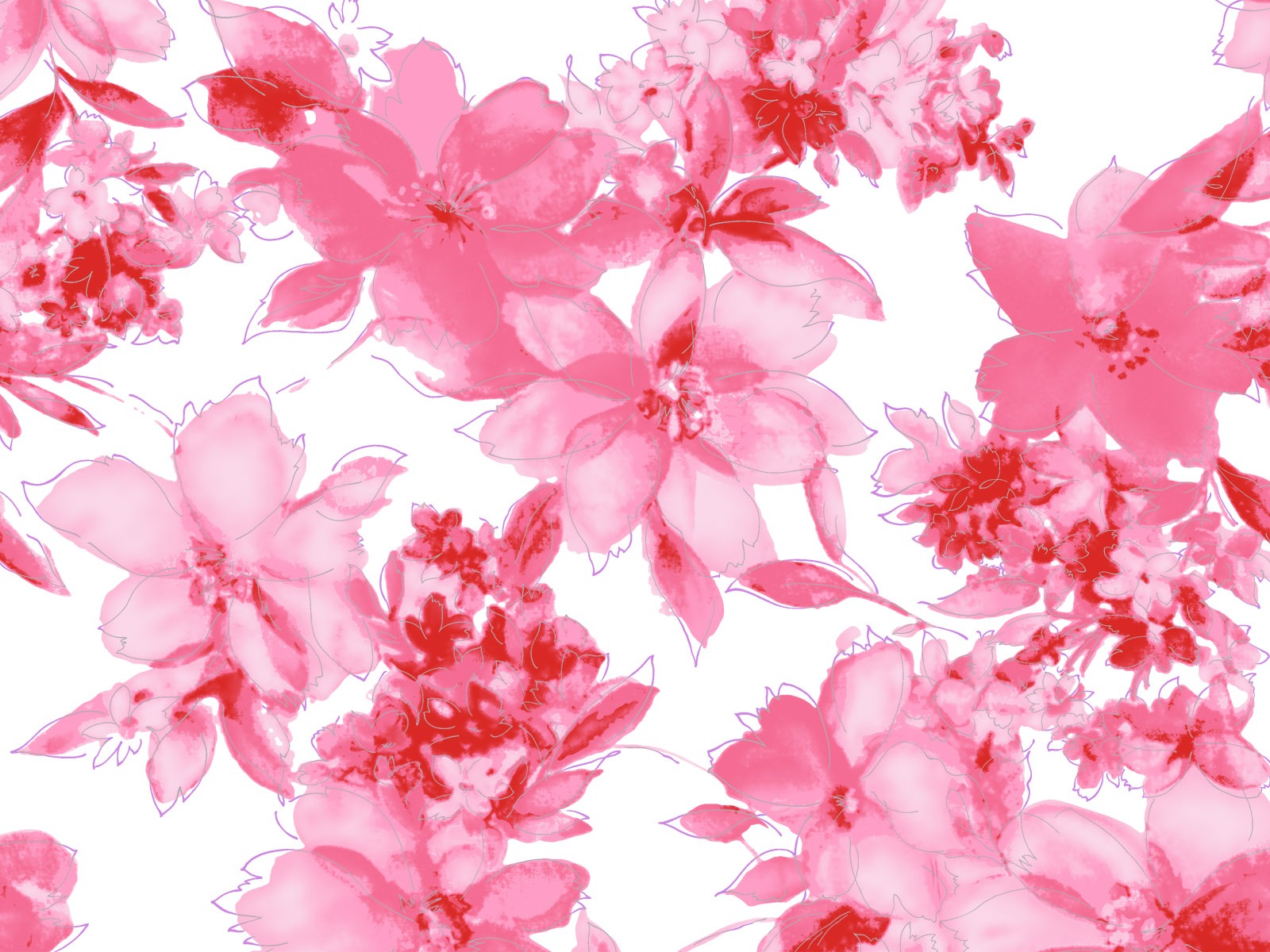 절묘한 잉크 꽃 배경 화면 #3 - 1600x1200