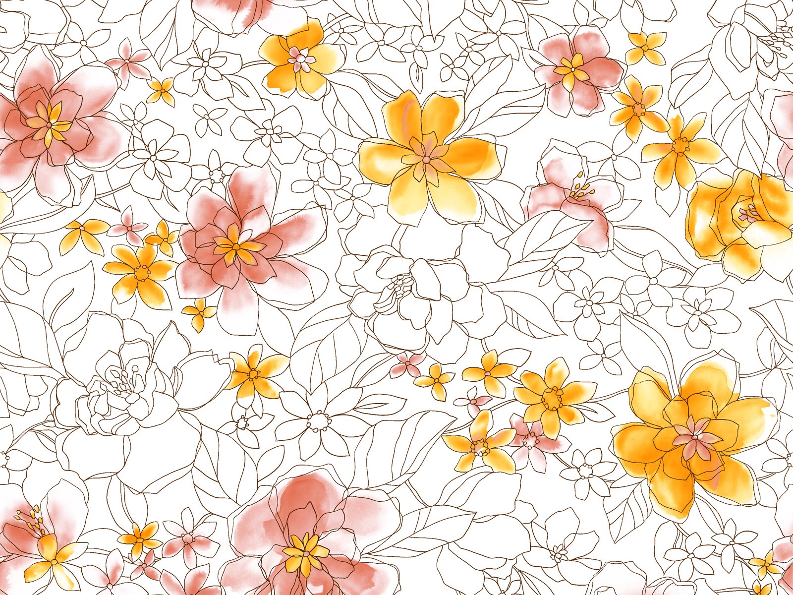 절묘한 잉크 꽃 배경 화면 #14 - 1600x1200