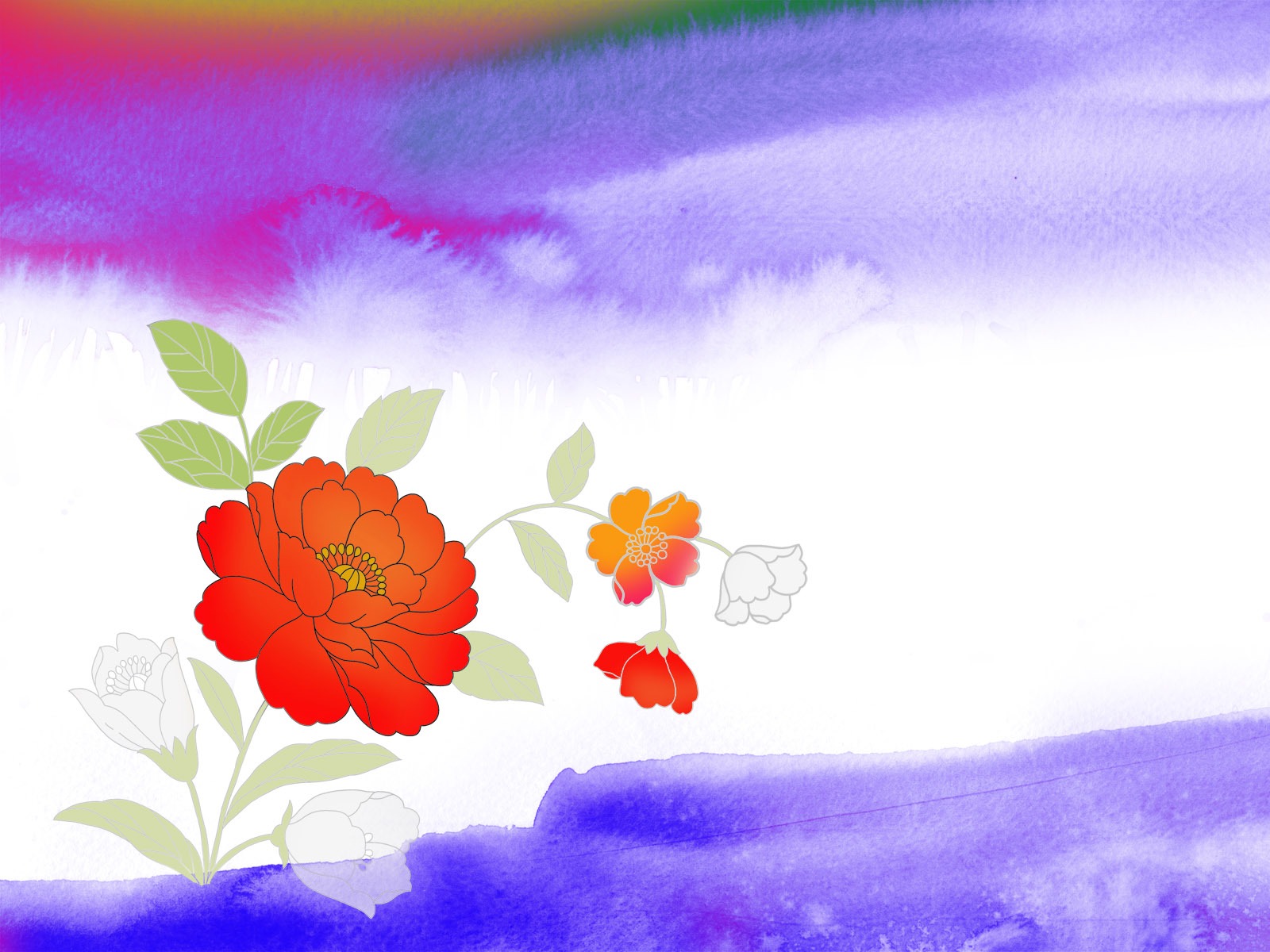 절묘한 잉크 꽃 배경 화면 #23 - 1600x1200