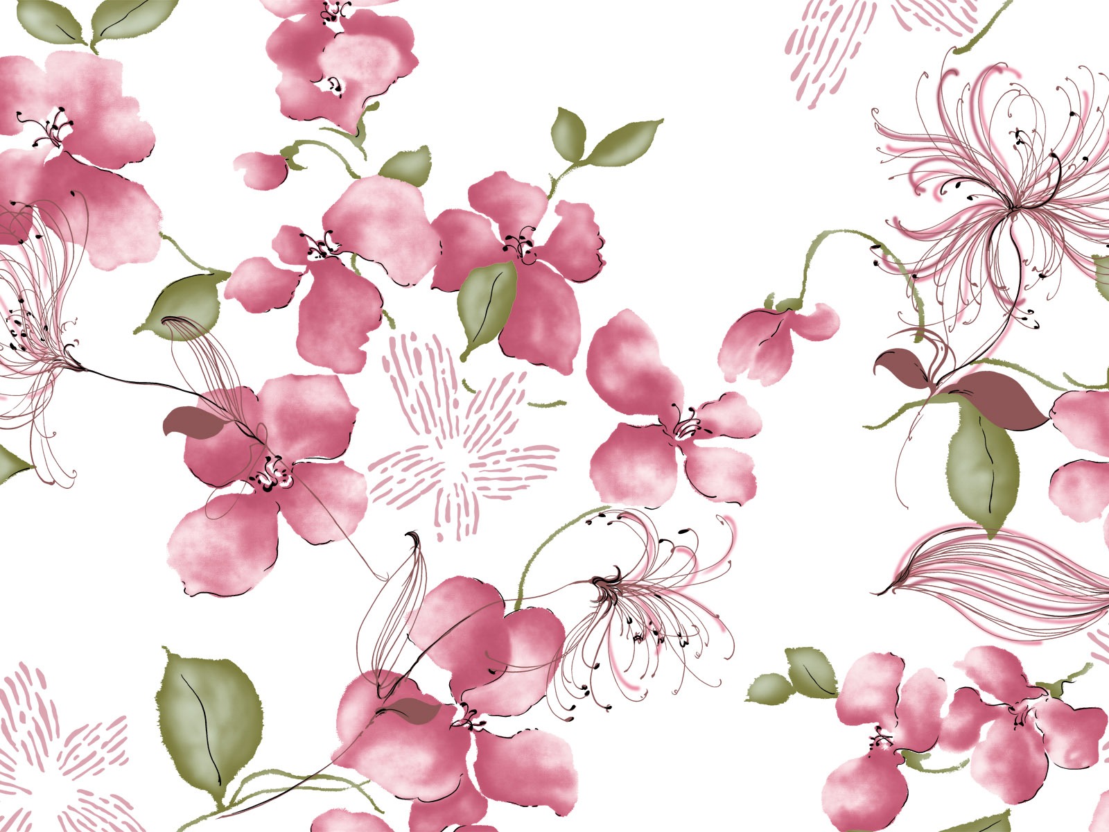 Fondos de pantalla de tinta exquisita flor #24 - 1600x1200