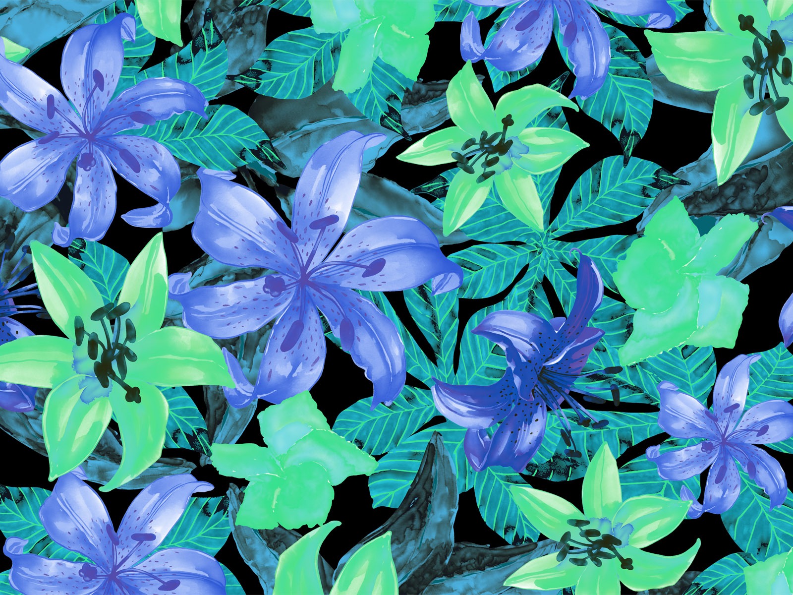 절묘한 잉크 꽃 배경 화면 #30 - 1600x1200