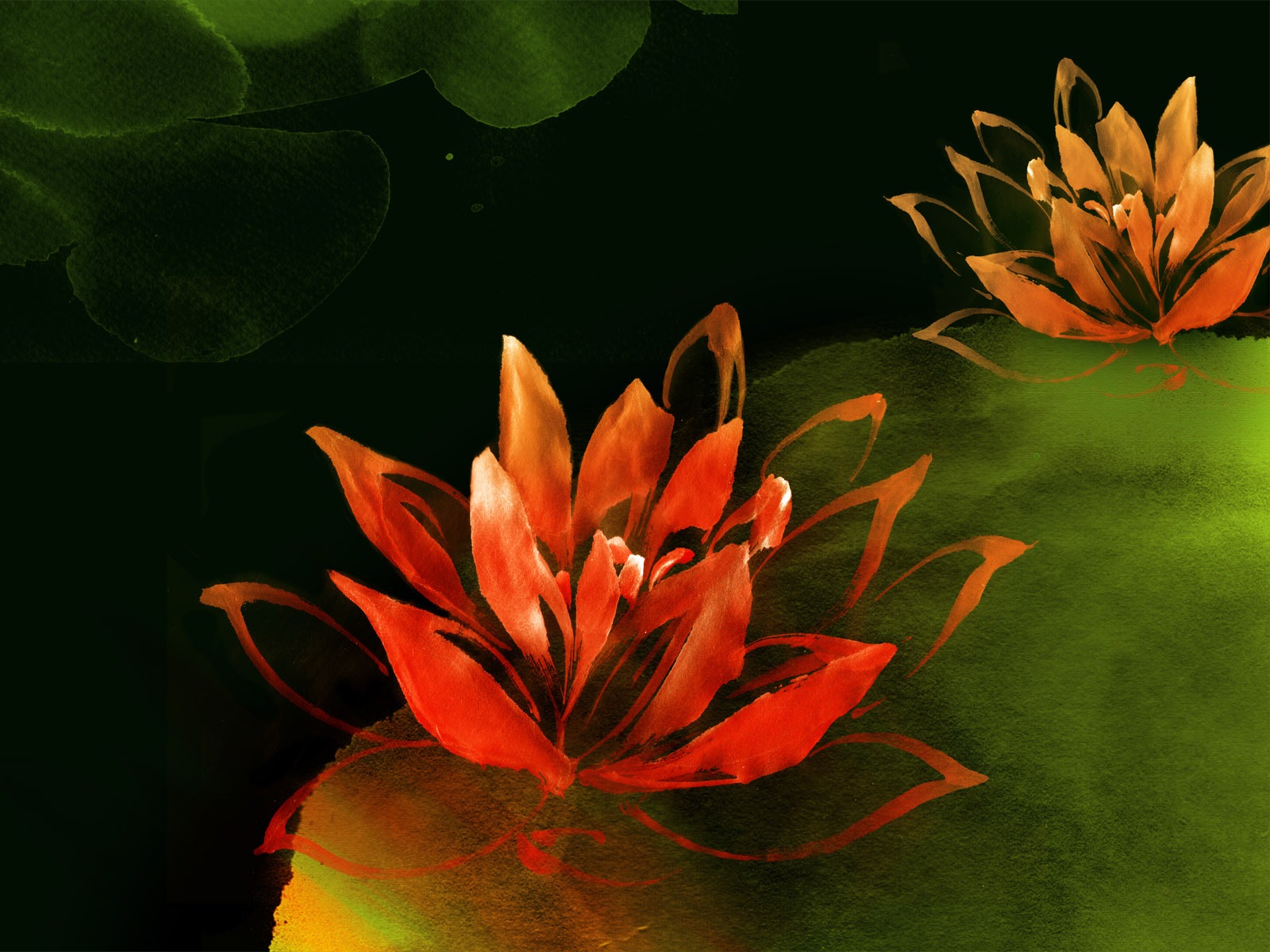 절묘한 잉크 꽃 배경 화면 #40 - 1600x1200