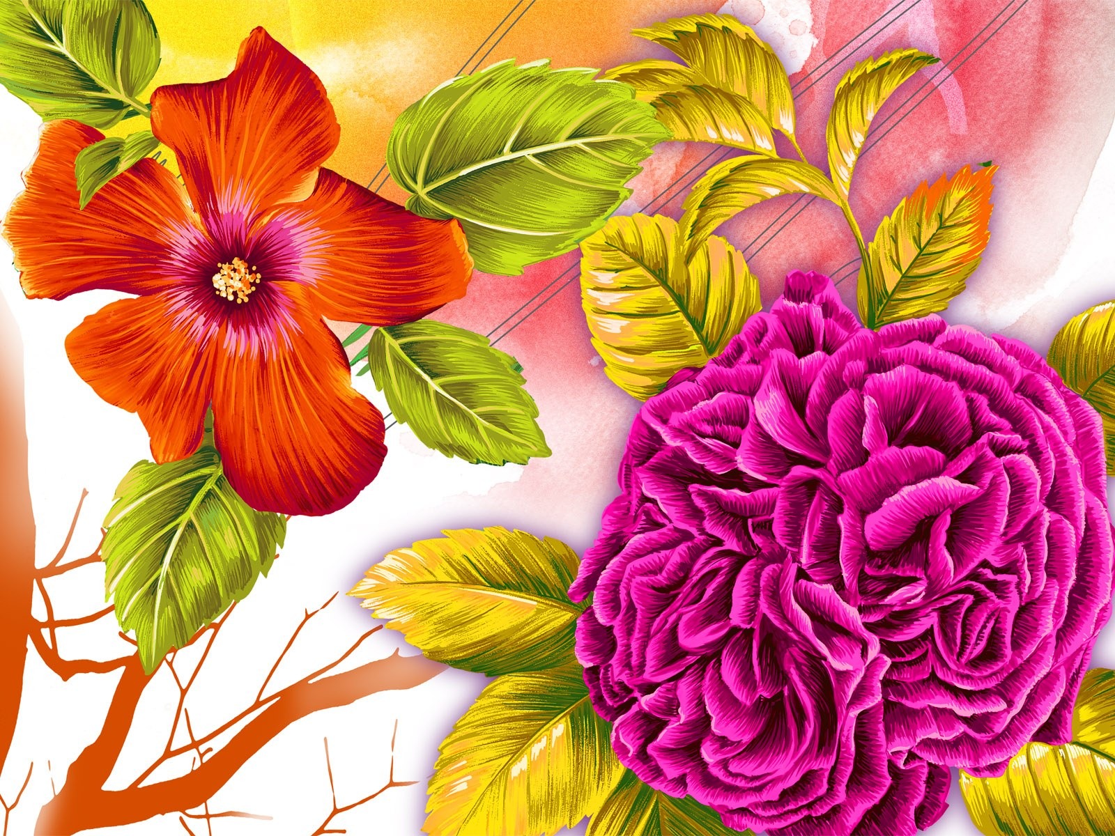 Květinová wallpaper ilustrace design #1 - 1600x1200