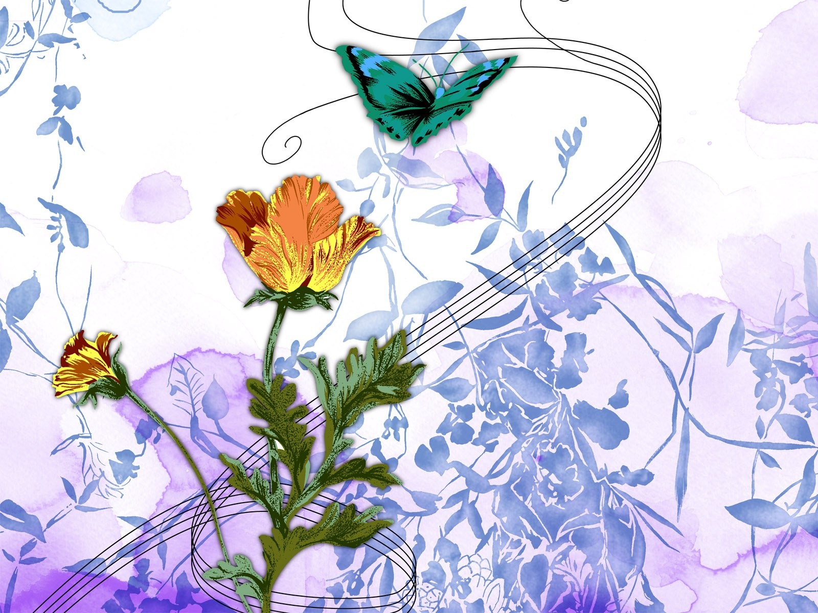 花卉圖案插畫設計壁紙 #2 - 1600x1200