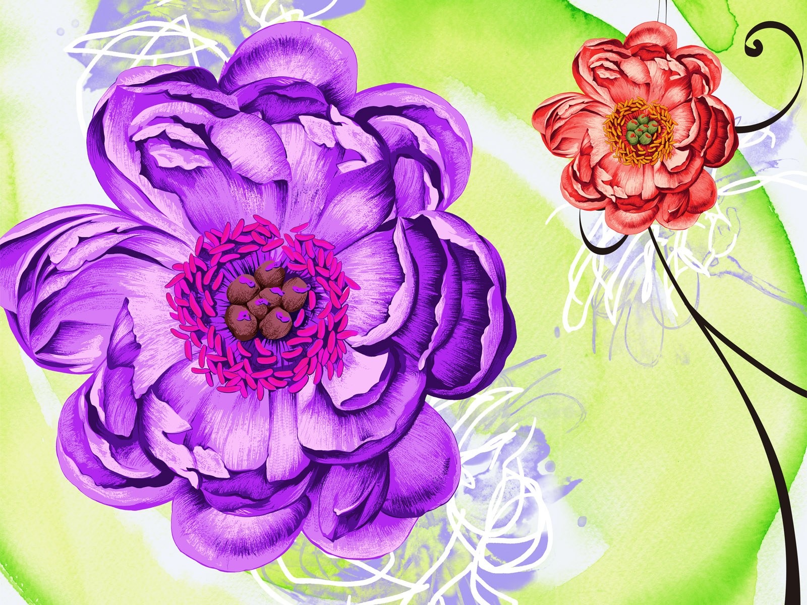 花卉圖案插畫設計壁紙 #4 - 1600x1200