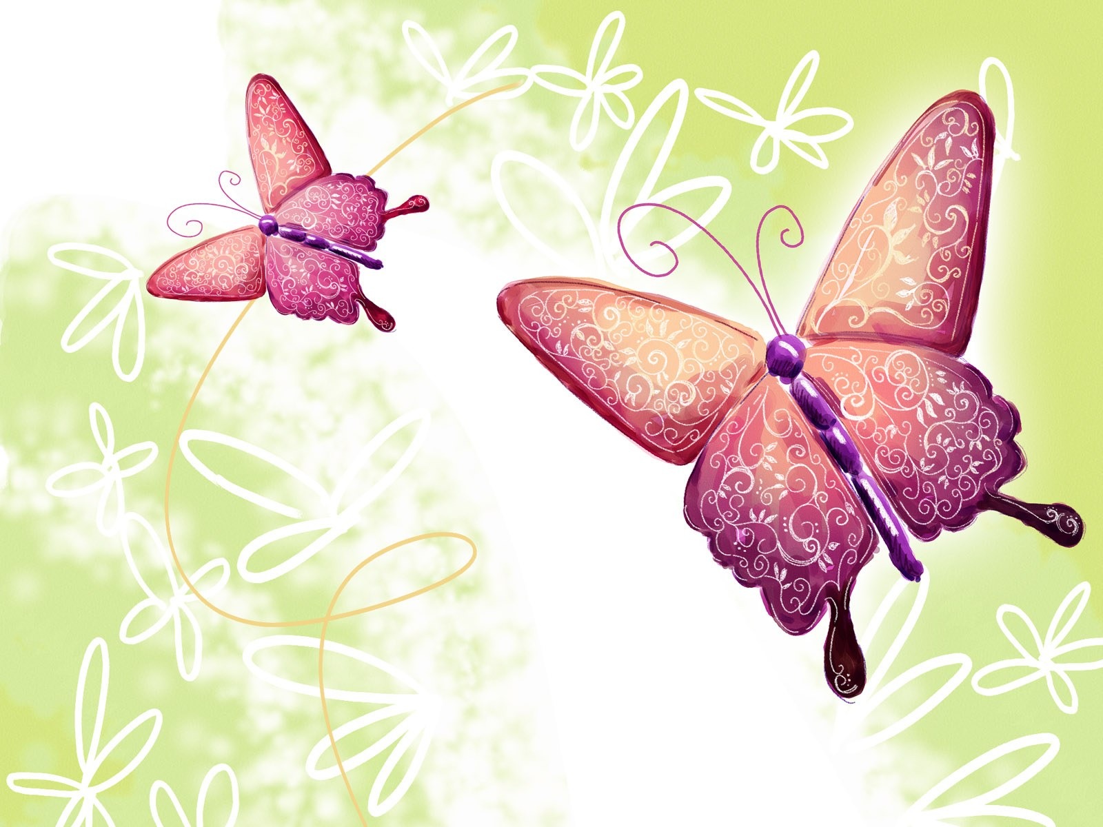 花卉圖案插畫設計壁紙 #30 - 1600x1200