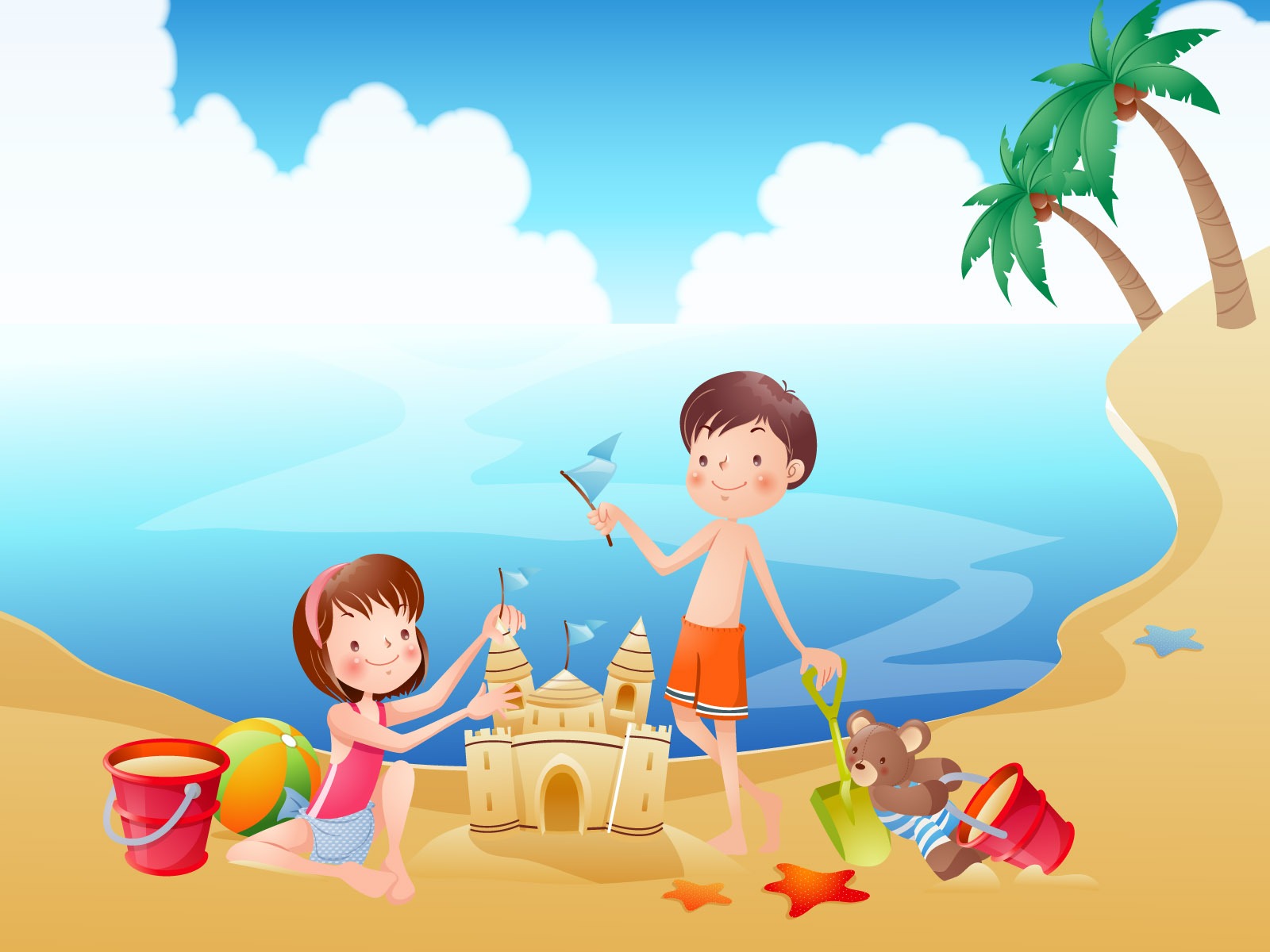 Happy Summer vector wallpaper (2) #13 - 1600x1200