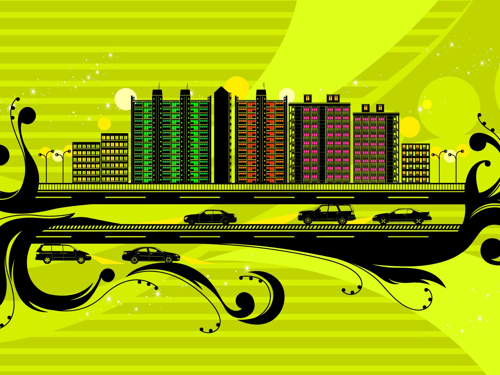 Vector pattern urban wallpaper (1) #27 - 1600x1200