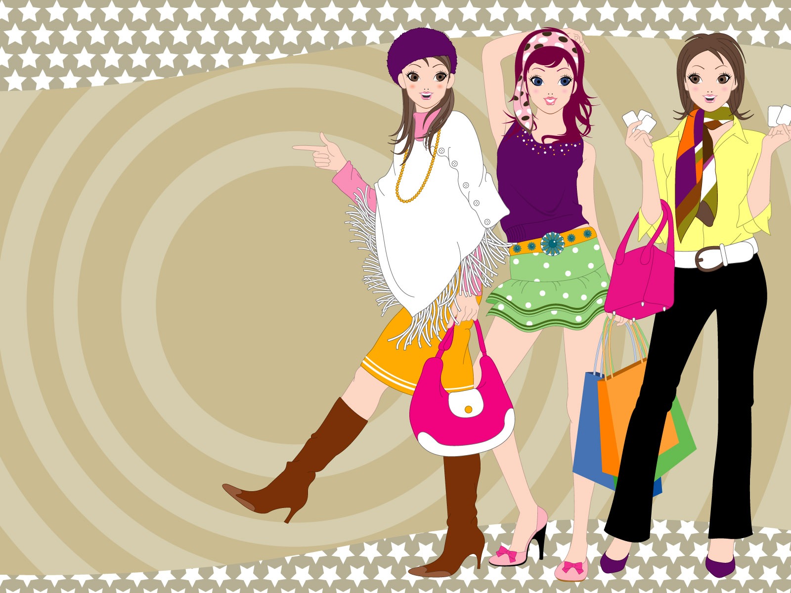 Vector urban women wallpaper (2) #20 - 1600x1200