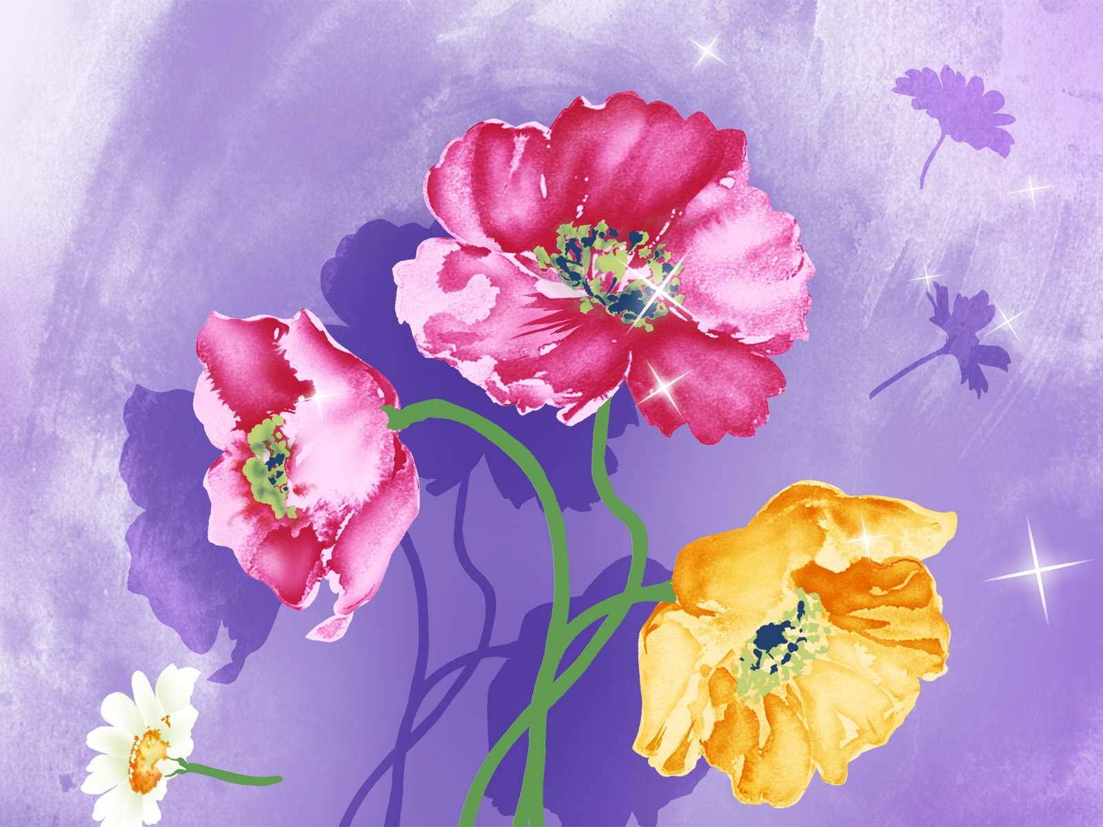 합성 꽃 배경 화면 (1) #3 - 1600x1200