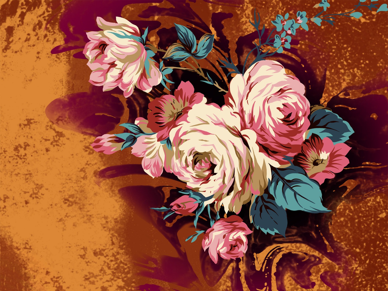 합성 꽃 배경 화면 (1) #20 - 1600x1200