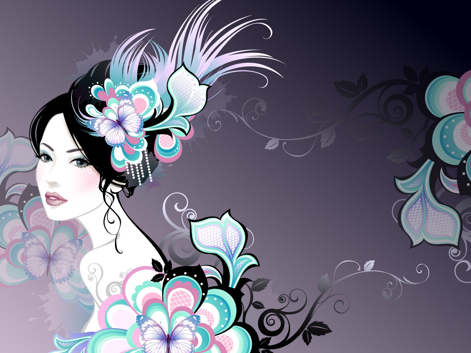 矢量女人花壁紙專輯(八) #5 - 1600x1200