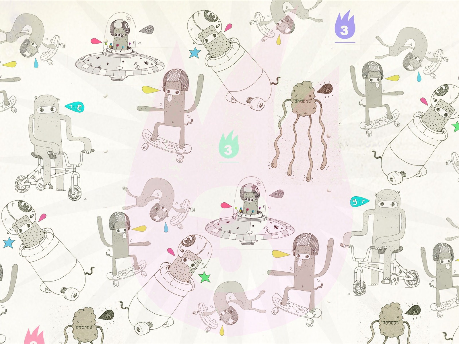 Poked Studio tide wallpaper illustration design #17 - 1600x1200