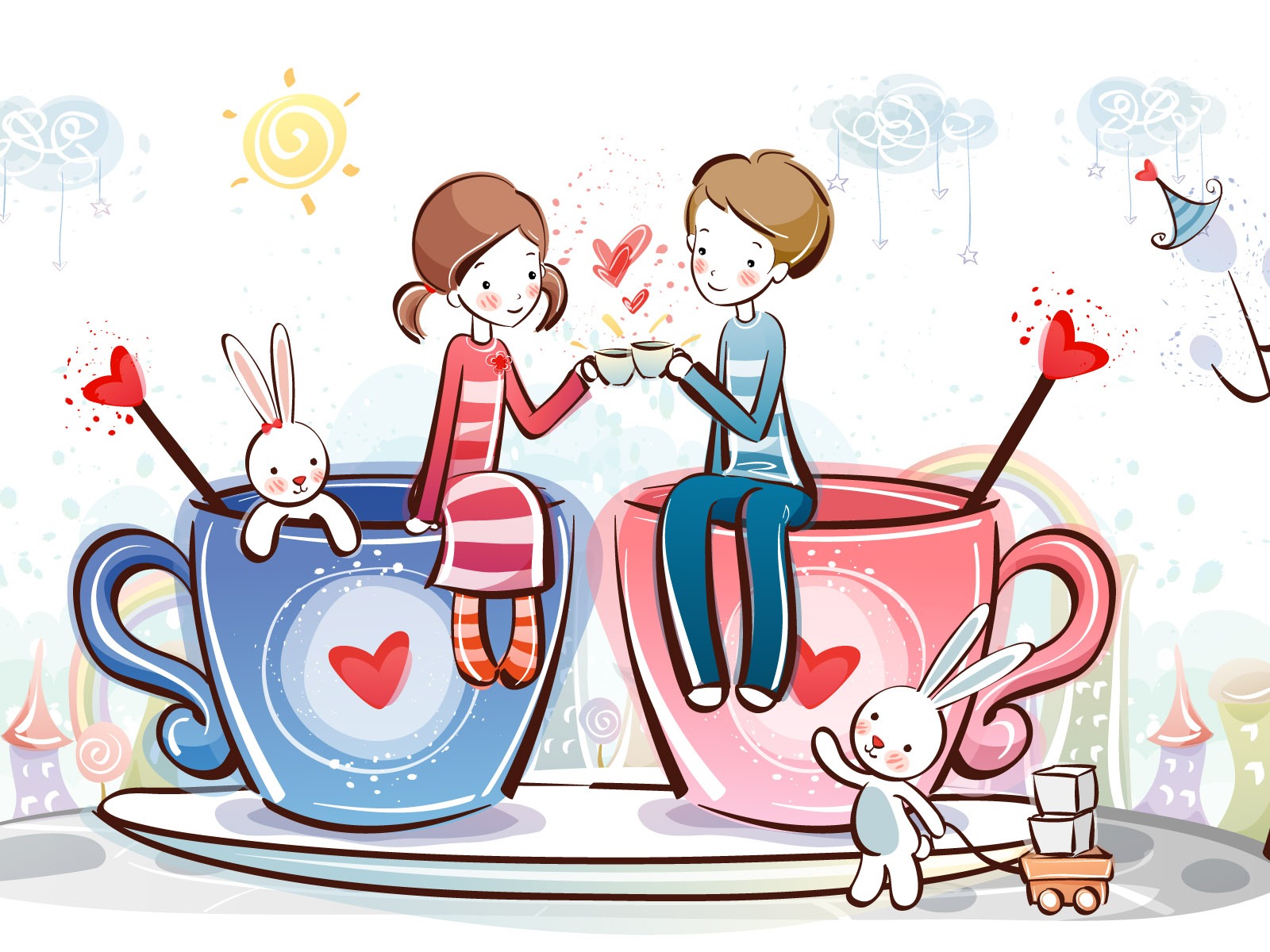 Cartoon Valentine's Day wallpapers (2) #1 - 1600x1200