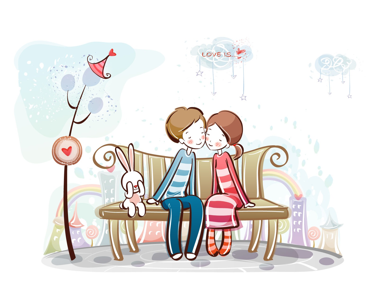 Cartoon Valentine's Day wallpapers (2) #8 - 1600x1200