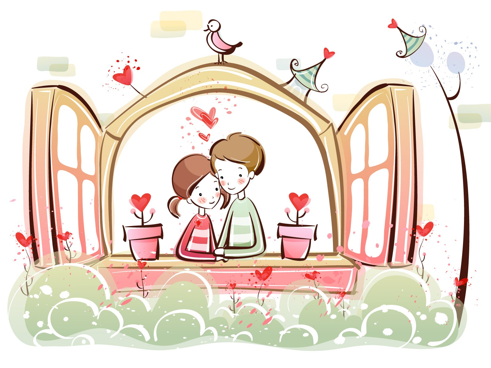 Cartoon Valentine's Day wallpapers (2) #19 - 1600x1200