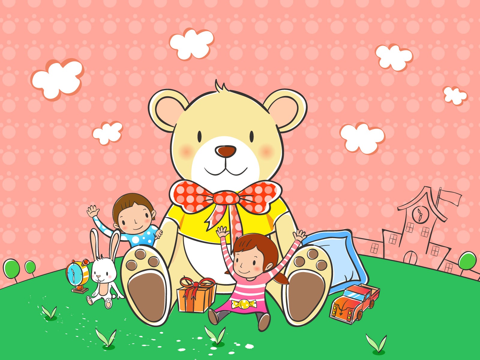 Vector cartoon childhood wallpaper (2) #14 - 1600x1200