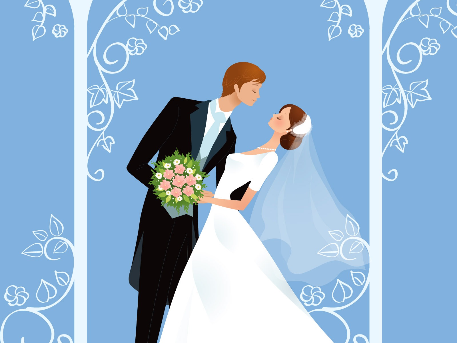 Vector mariée mariage papier peint (1) #1 - 1600x1200