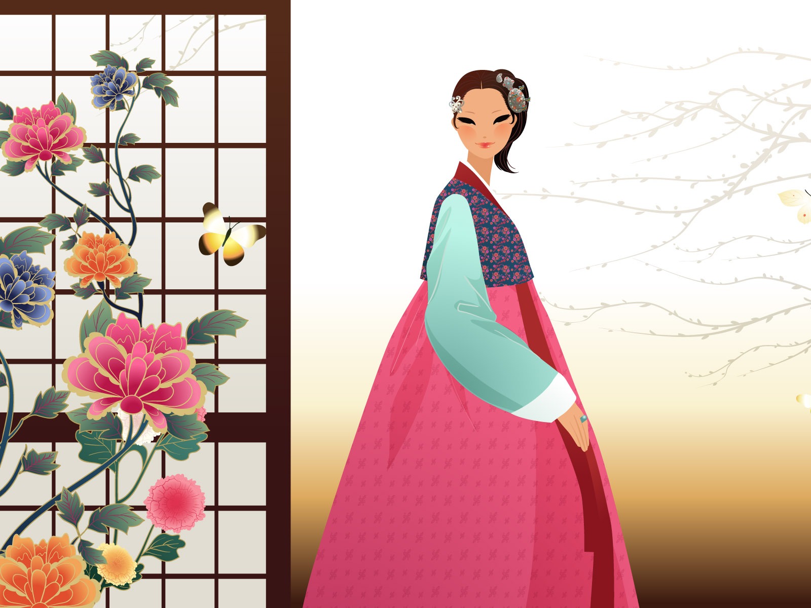 Vektorové wallpaper korejských žen (1) #6 - 1600x1200