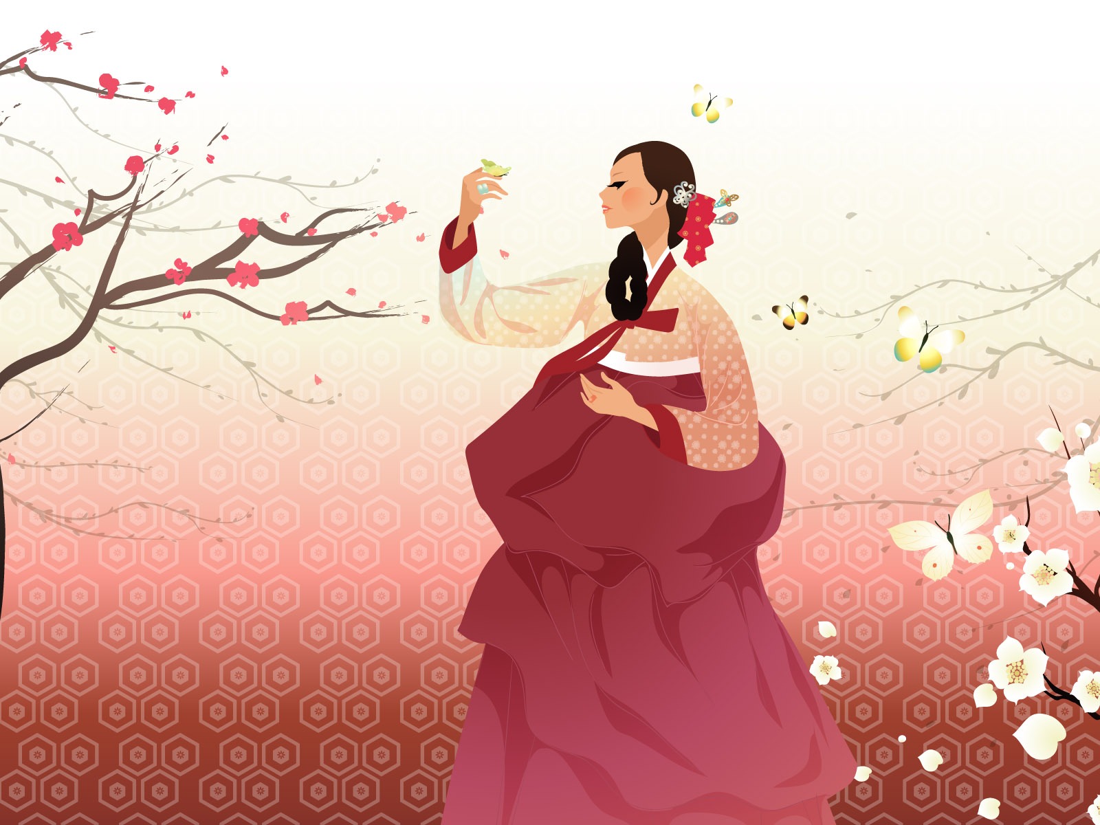 韓国人女性 (1) のベクトルの壁紙 #17 - 1600x1200