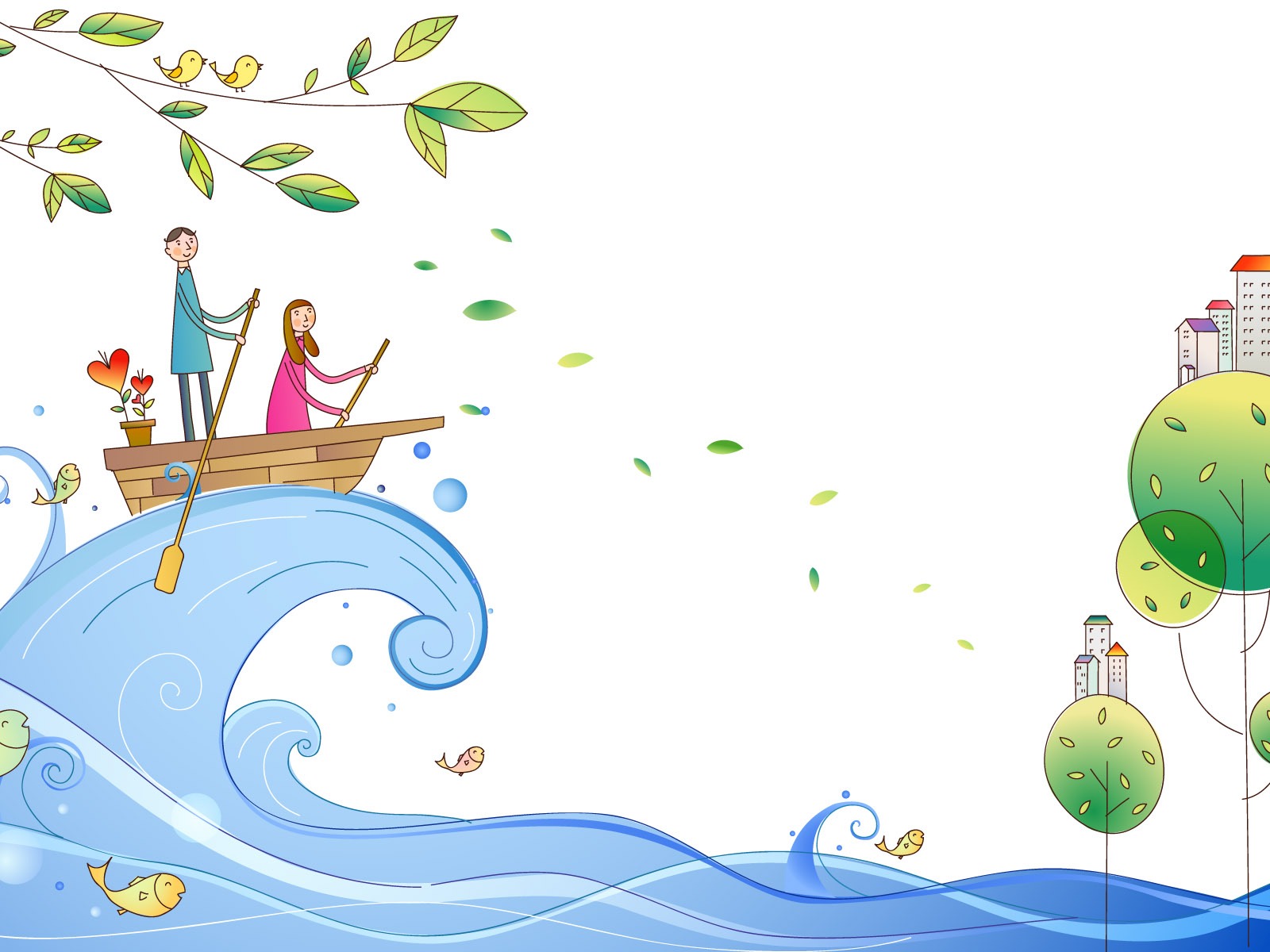 Vector cartoon lovers wallpaper (1) #12 - 1600x1200