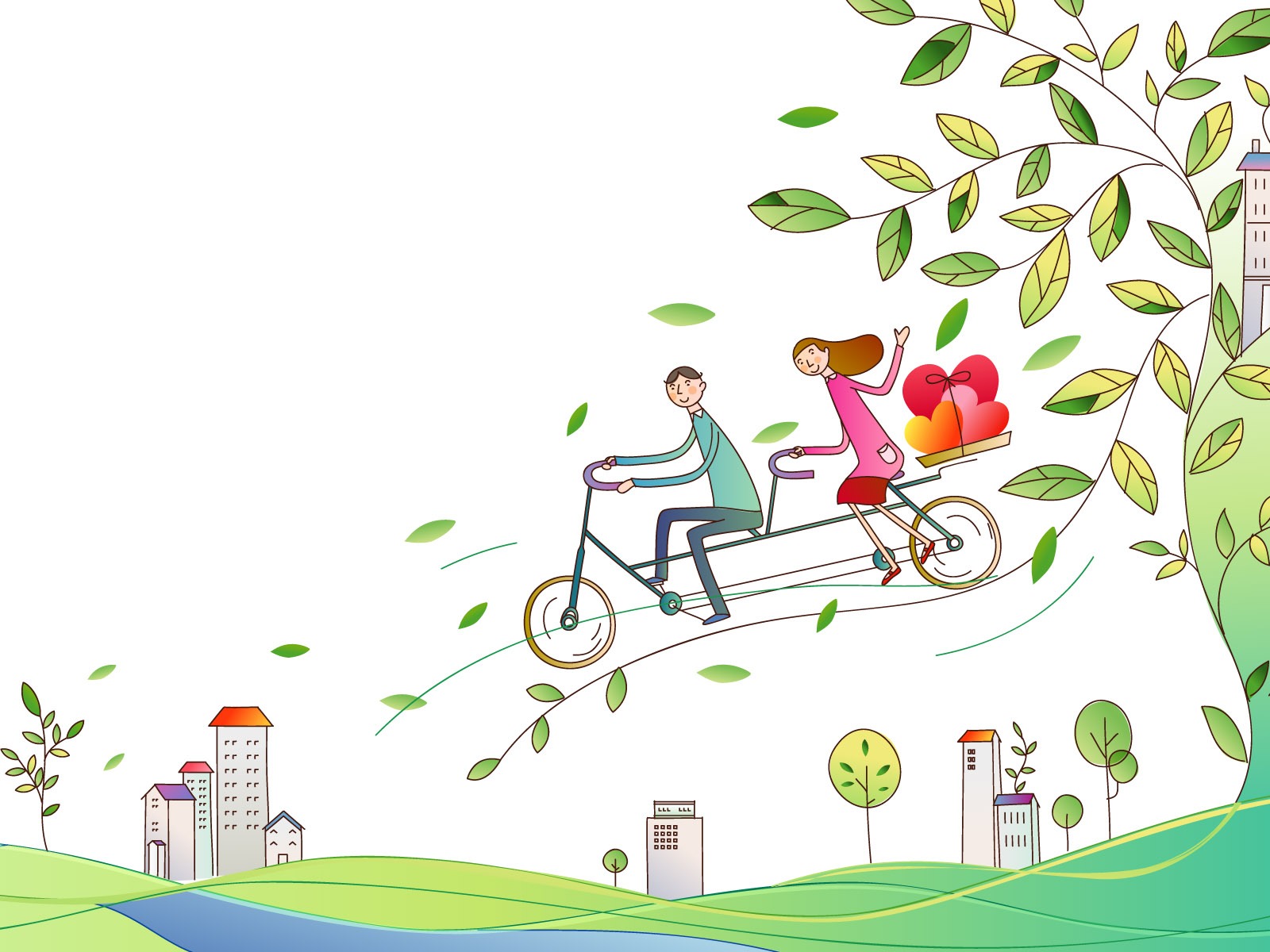 Vector cartoon lovers wallpaper (1) #18 - 1600x1200