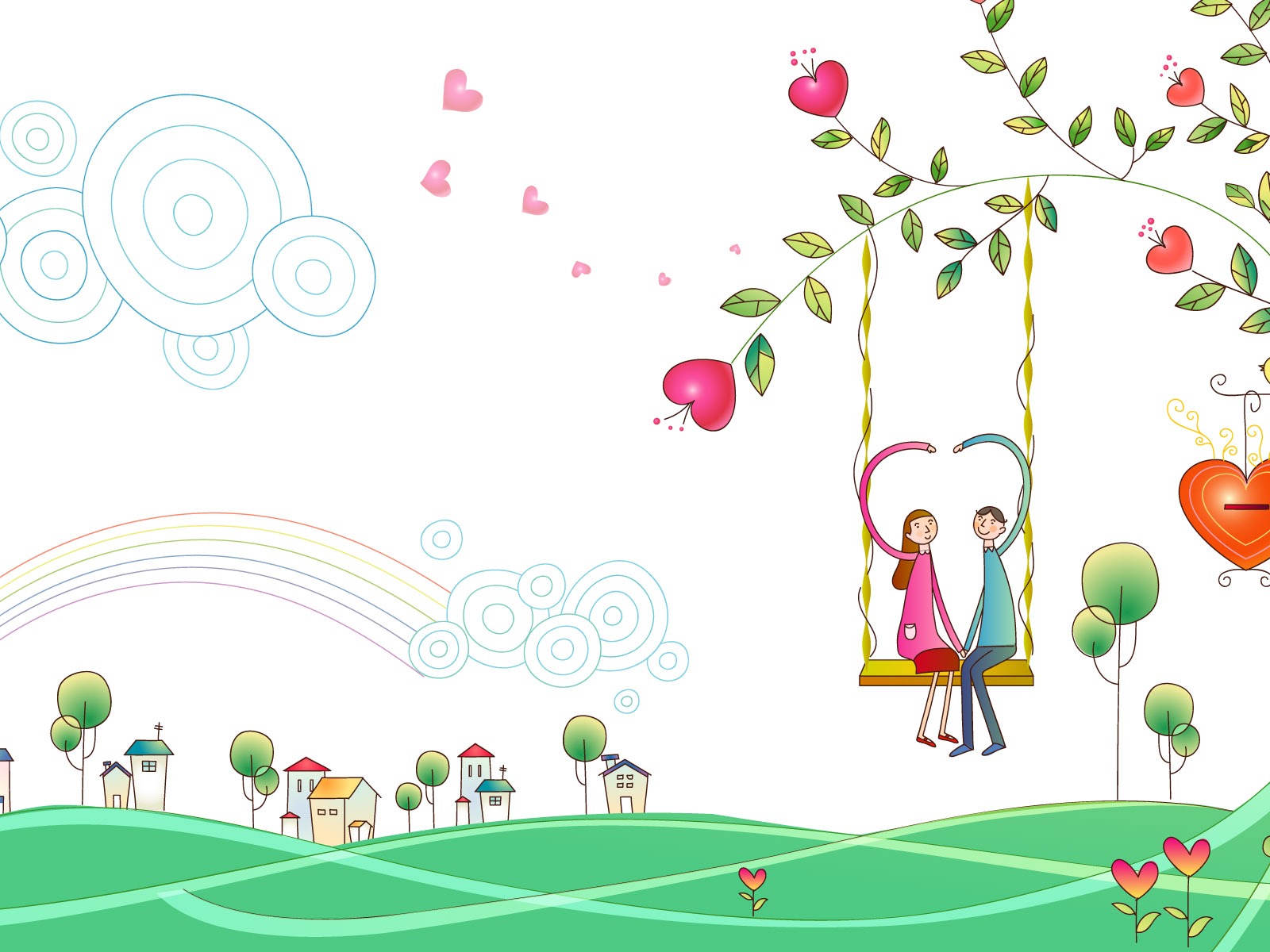 Vector cartoon lovers wallpaper (1) #20 - 1600x1200