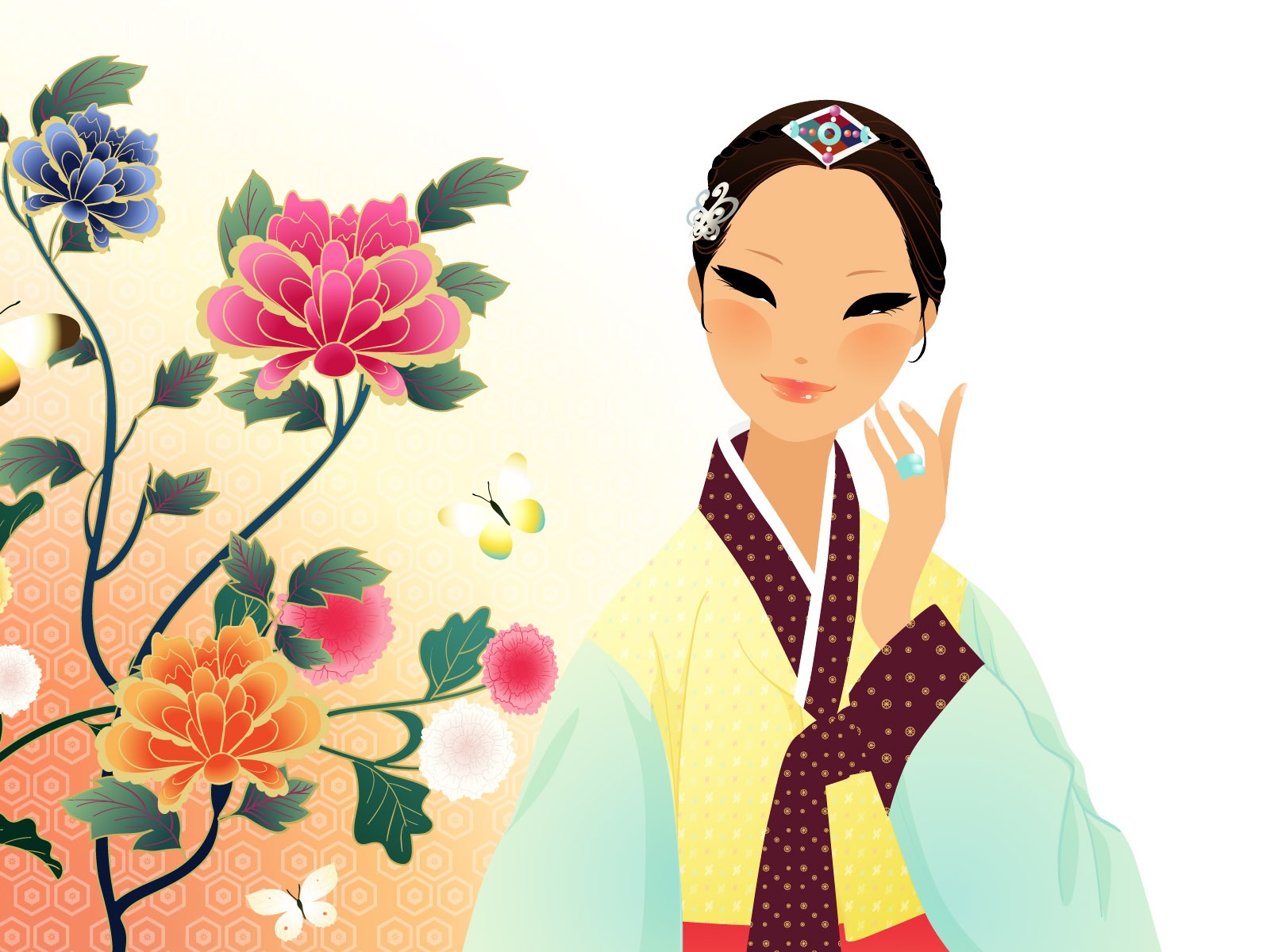 Vector wallpaper of Korean women (2) #8 - 1600x1200