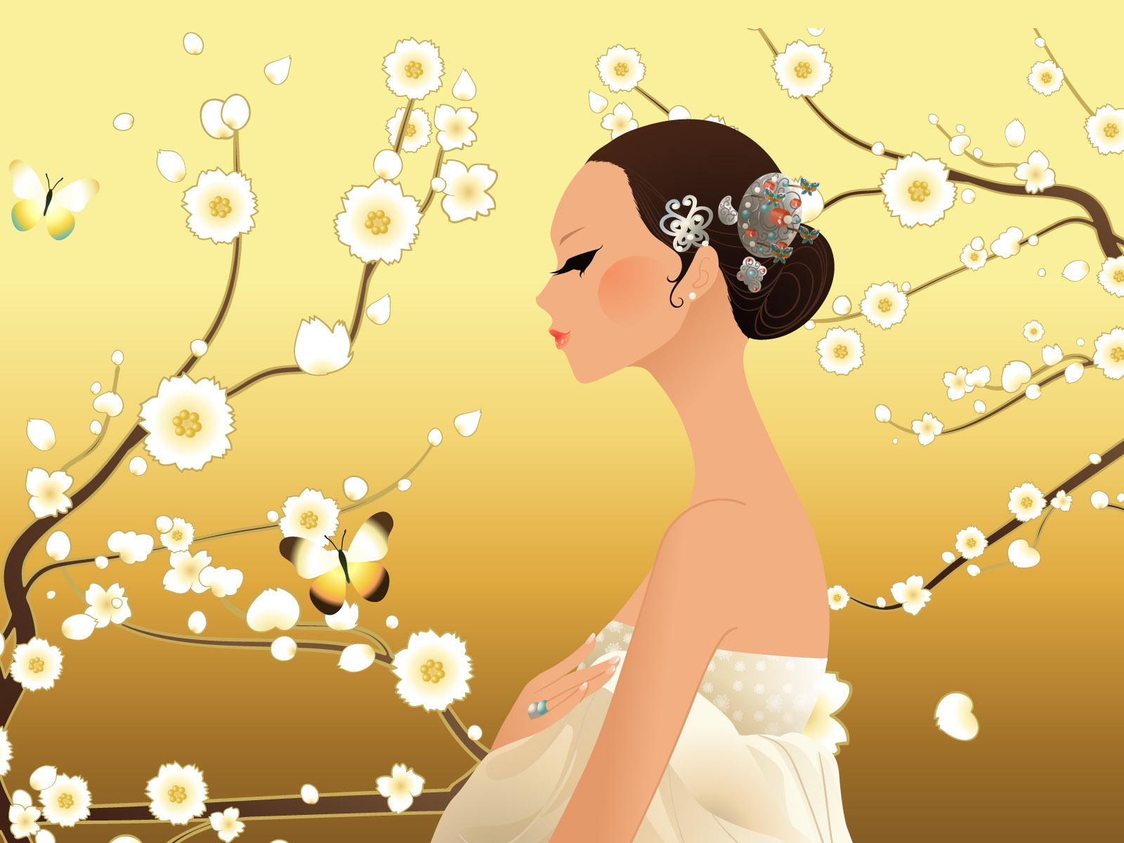 Vector wallpaper of Korean women (2) #10 - 1600x1200