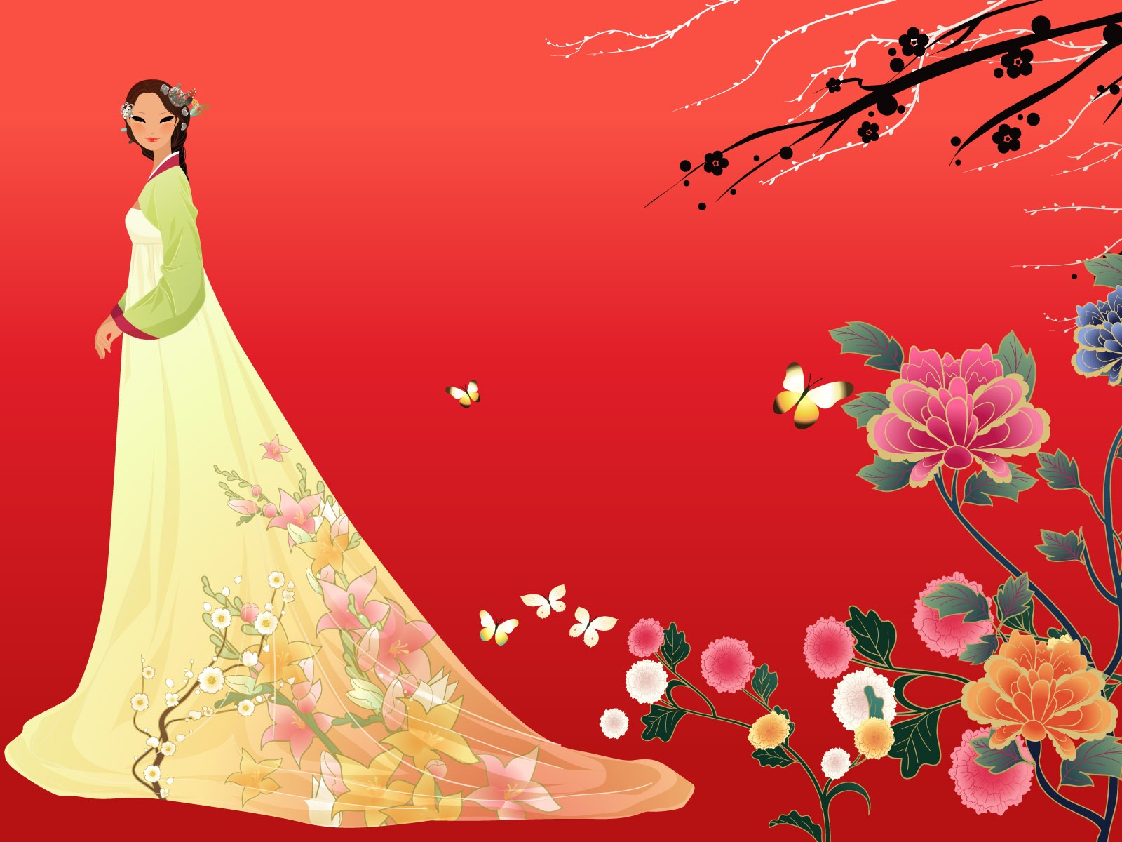 Vector wallpaper of Korean women (2) #16 - 1600x1200