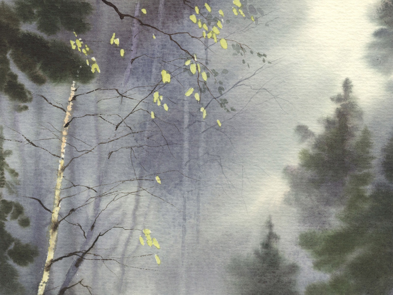 Fond d'écran paysage aquarelle peinte à la main (1) #1 - 1600x1200