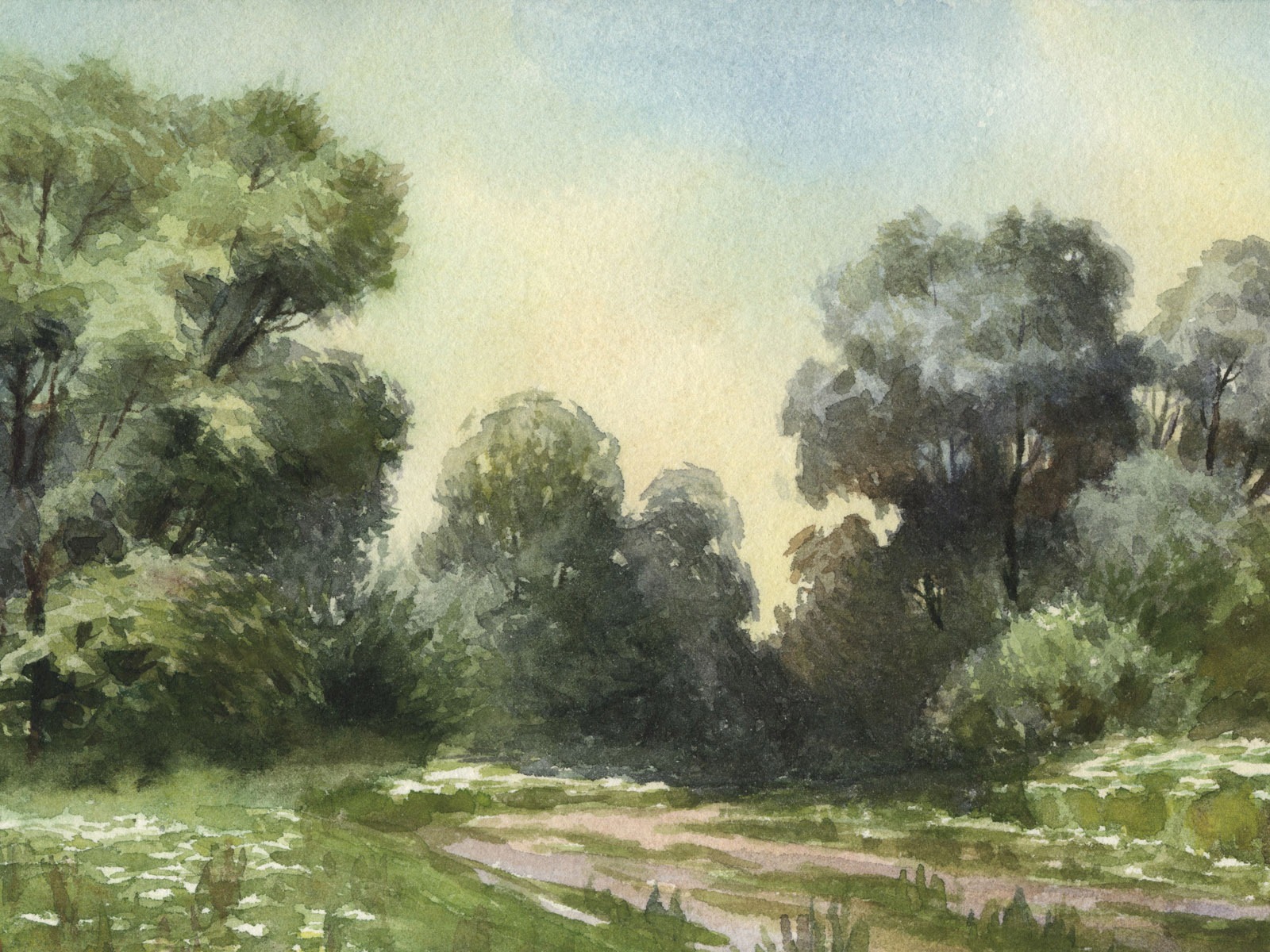 Watercolor landscape hand-painted wallpaper (1) #11 - 1600x1200