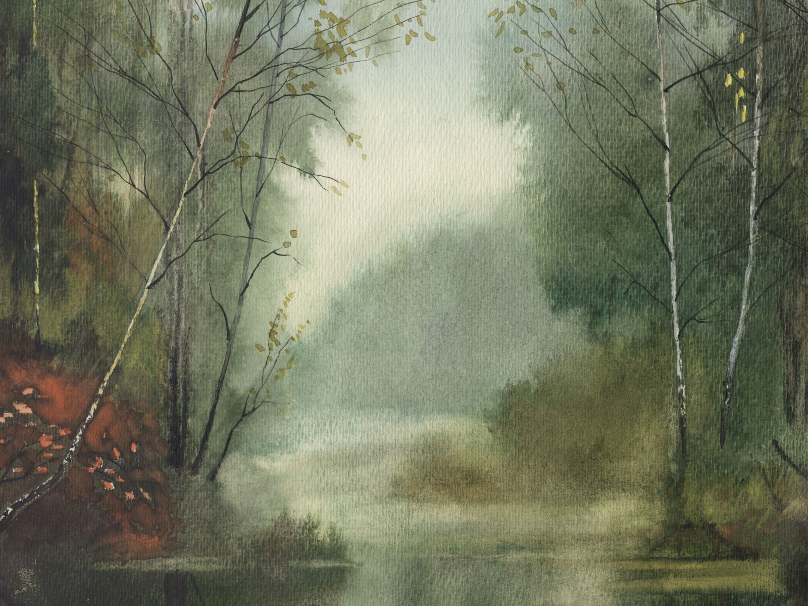 Watercolor landscape hand-painted wallpaper (1) #20 - 1600x1200