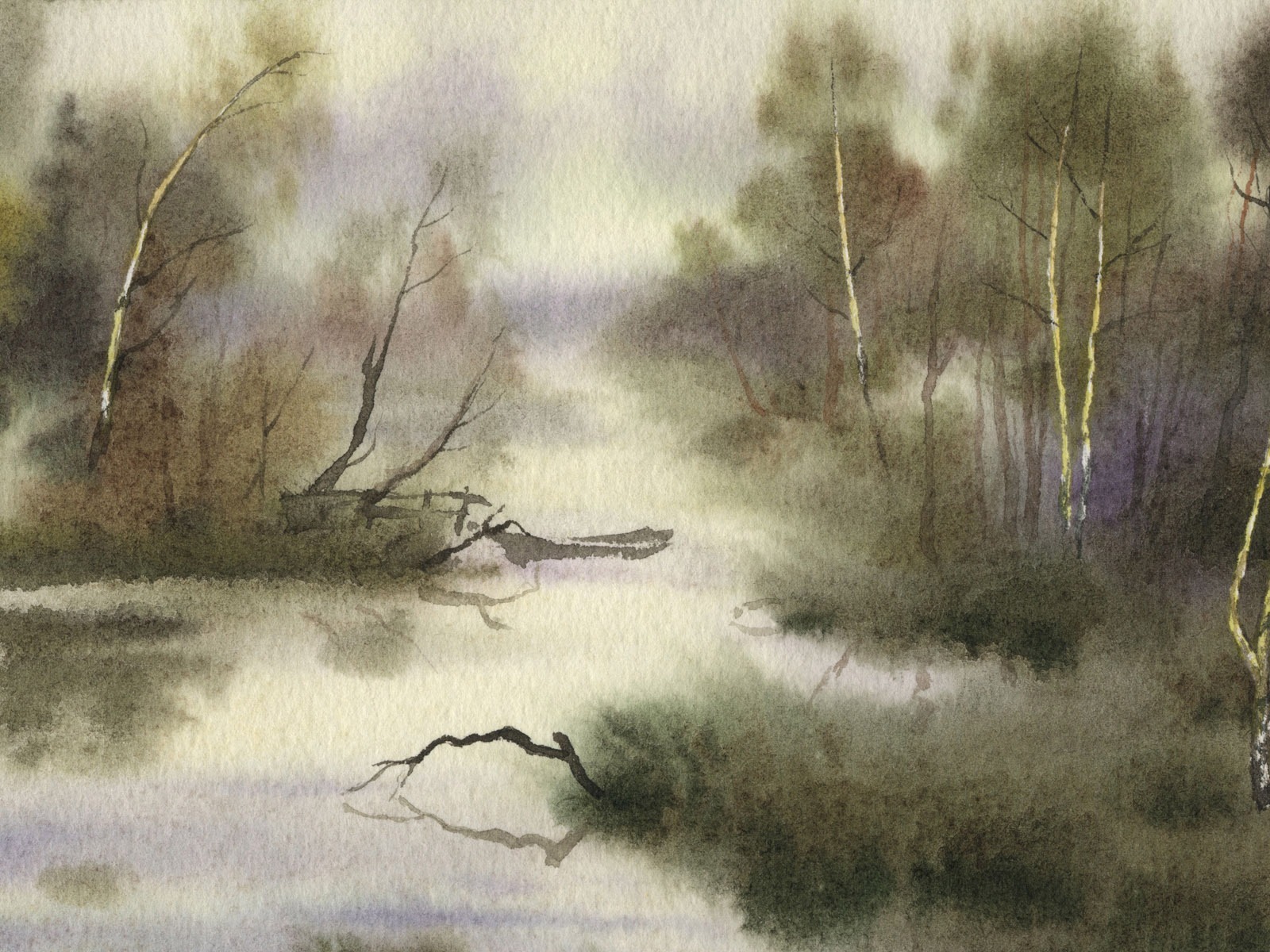 Watercolor landscape hand-painted wallpaper (2) #1 - 1600x1200