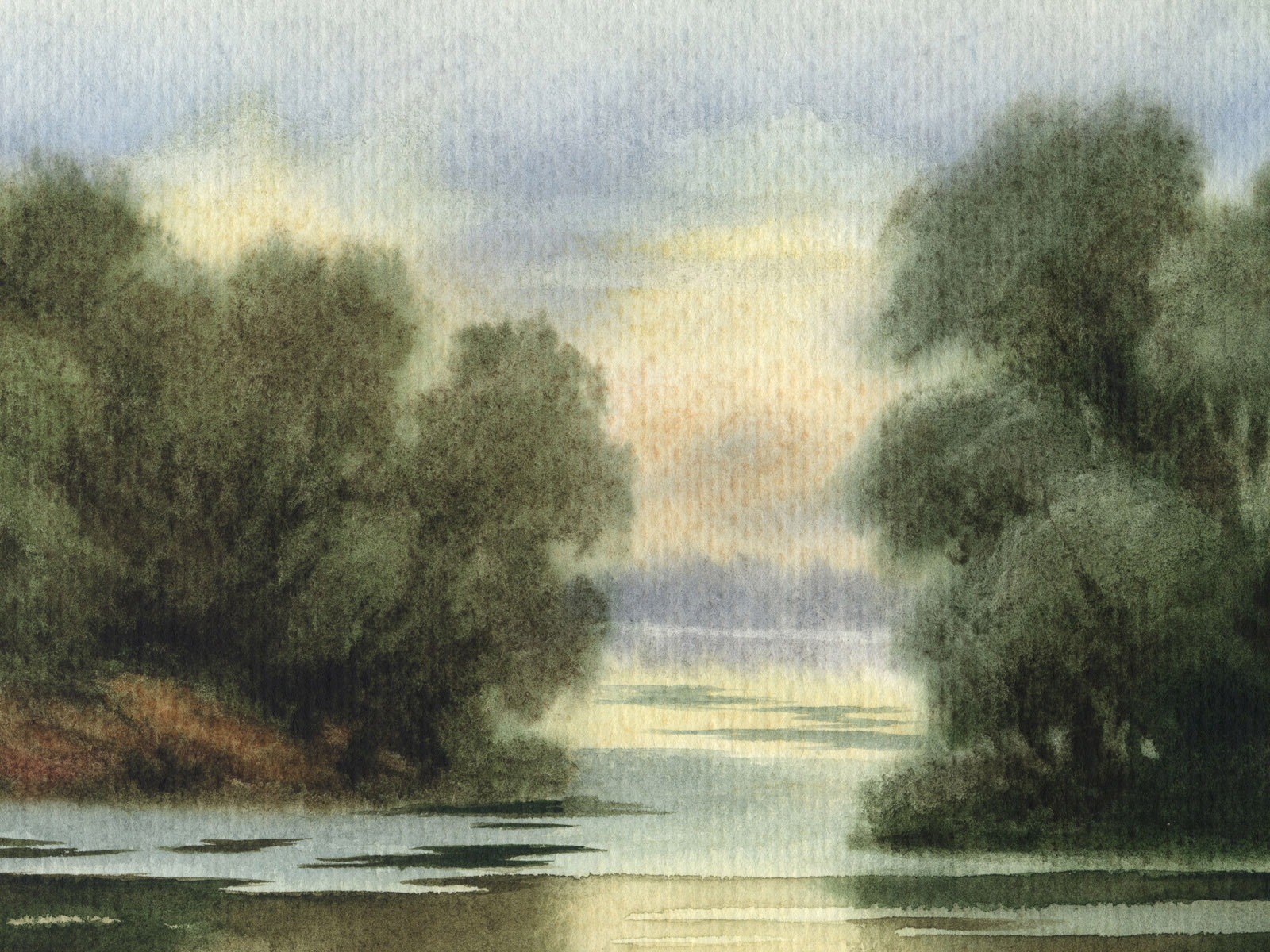 Watercolor landscape hand-painted wallpaper (2) #13 - 1600x1200