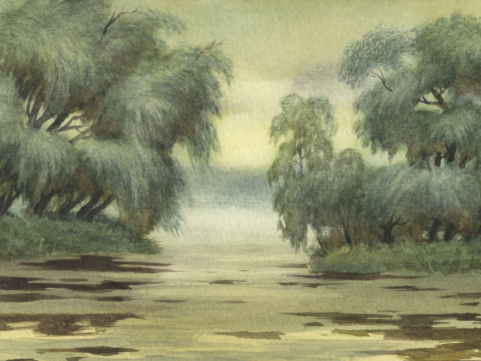 Watercolor landscape hand-painted wallpaper (2) #14 - 1600x1200