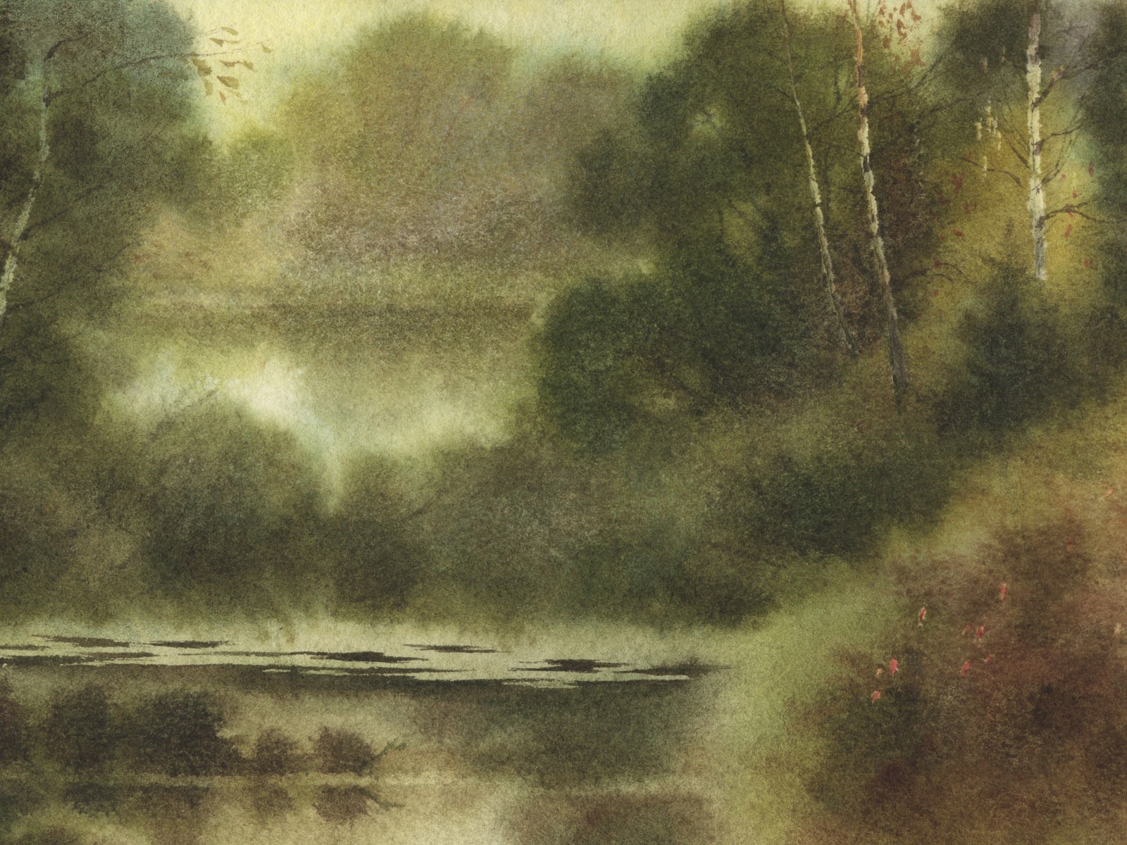 Watercolor landscape hand-painted wallpaper (2) #19 - 1600x1200