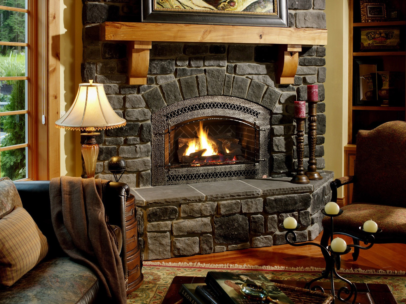 Western-style family fireplace wallpaper (1) #19 - 1600x1200