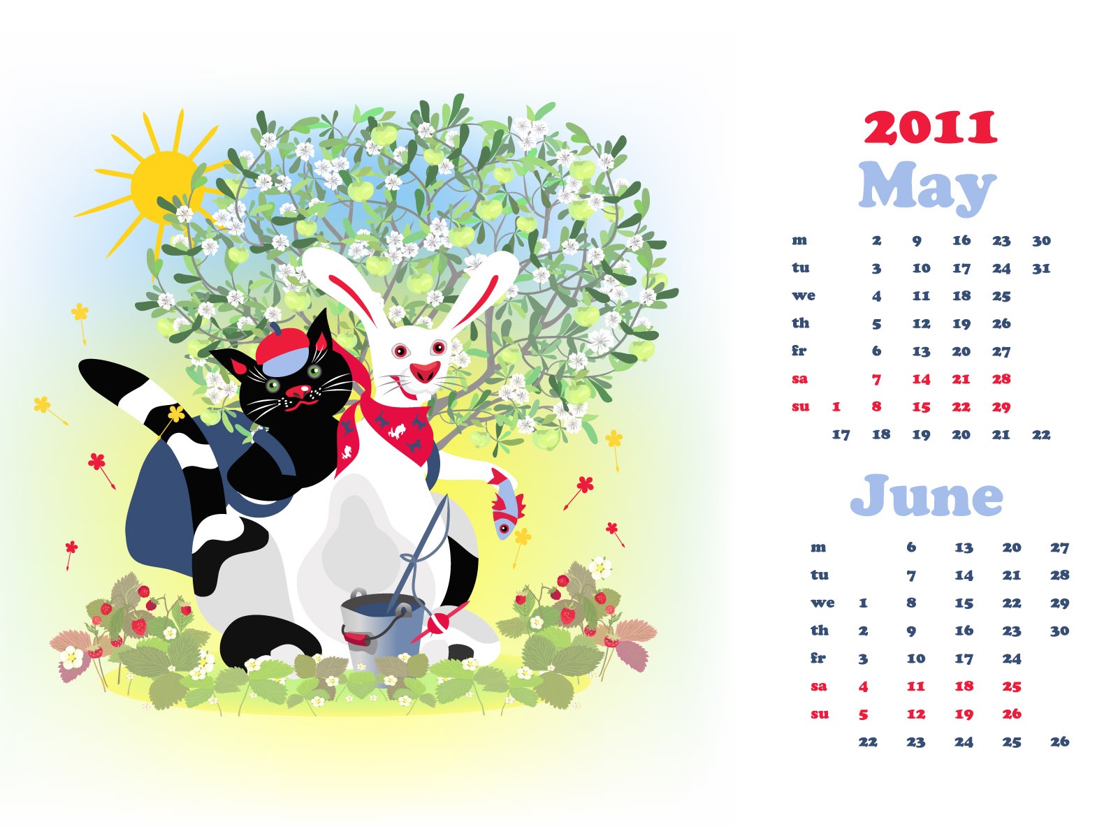 Année du papier peint Rabbit calendrier 2011 (2) #17 - 1600x1200