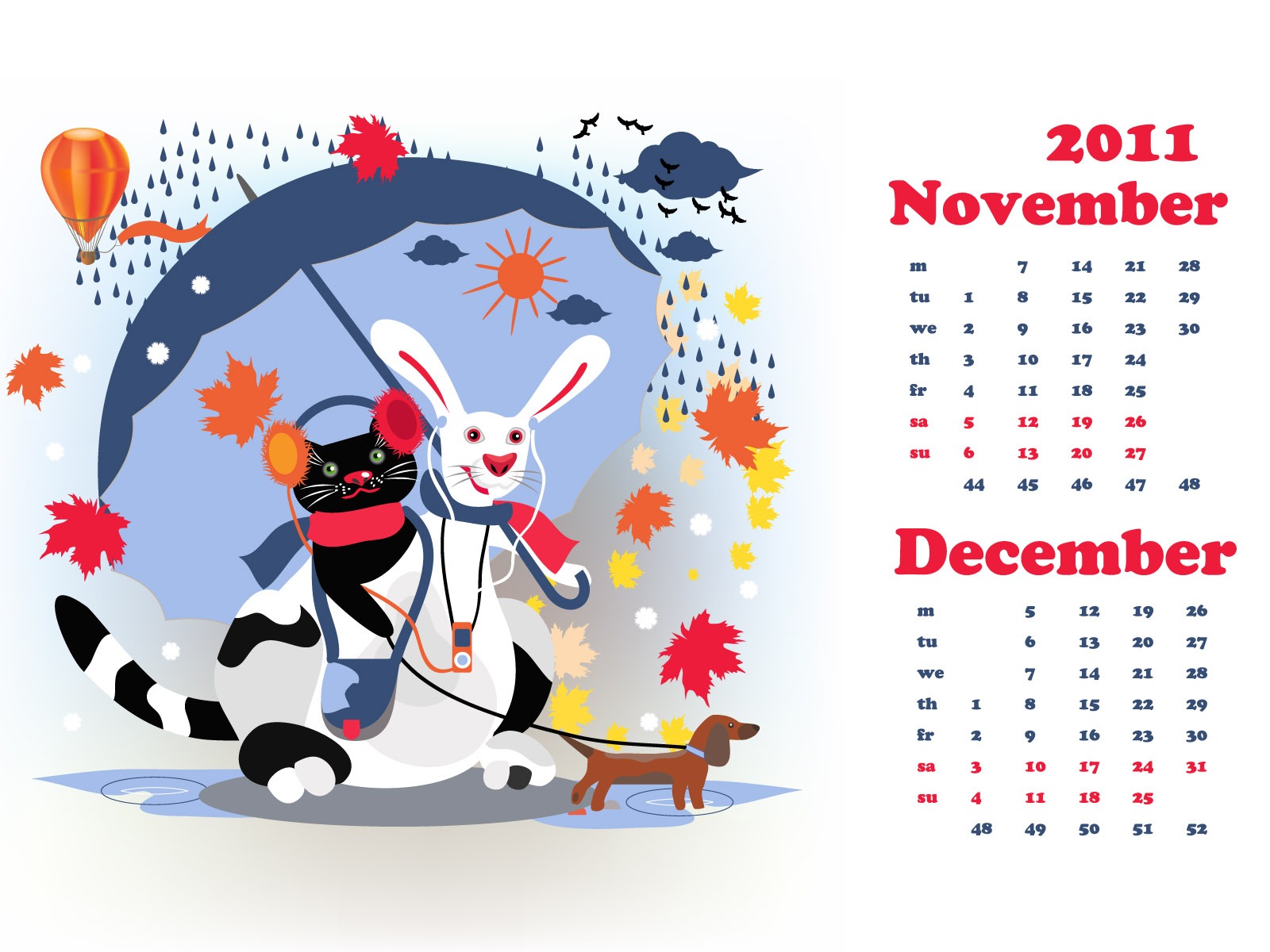 Jahr des Hasen Kalender 2011 Wallpaper (2) #20 - 1600x1200