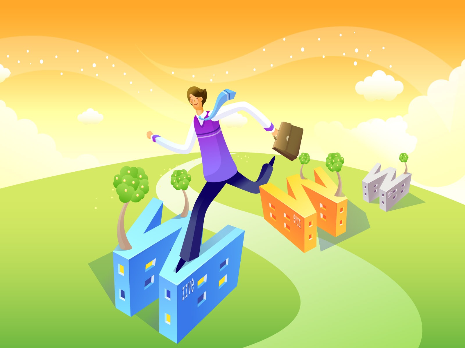 Vector cartoon wallpaper business meaning (1) #7 - 1600x1200