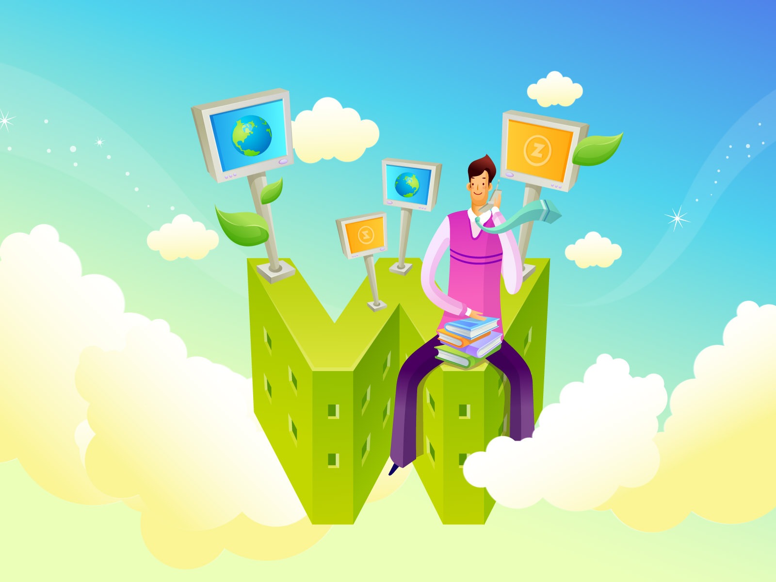 Vector cartoon wallpaper business meaning (1) #10 - 1600x1200