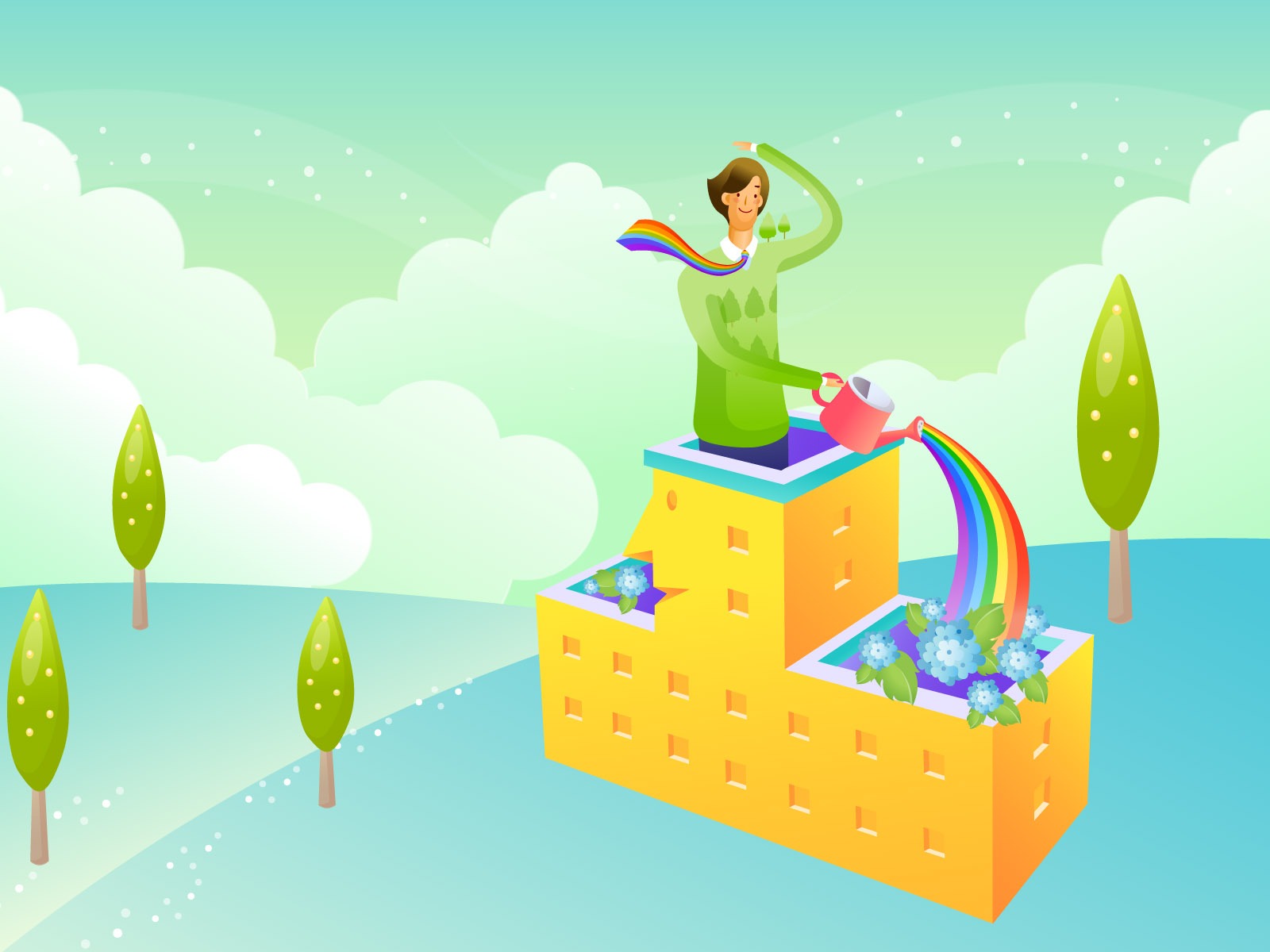 Vector cartoon wallpaper business meaning (1) #17 - 1600x1200